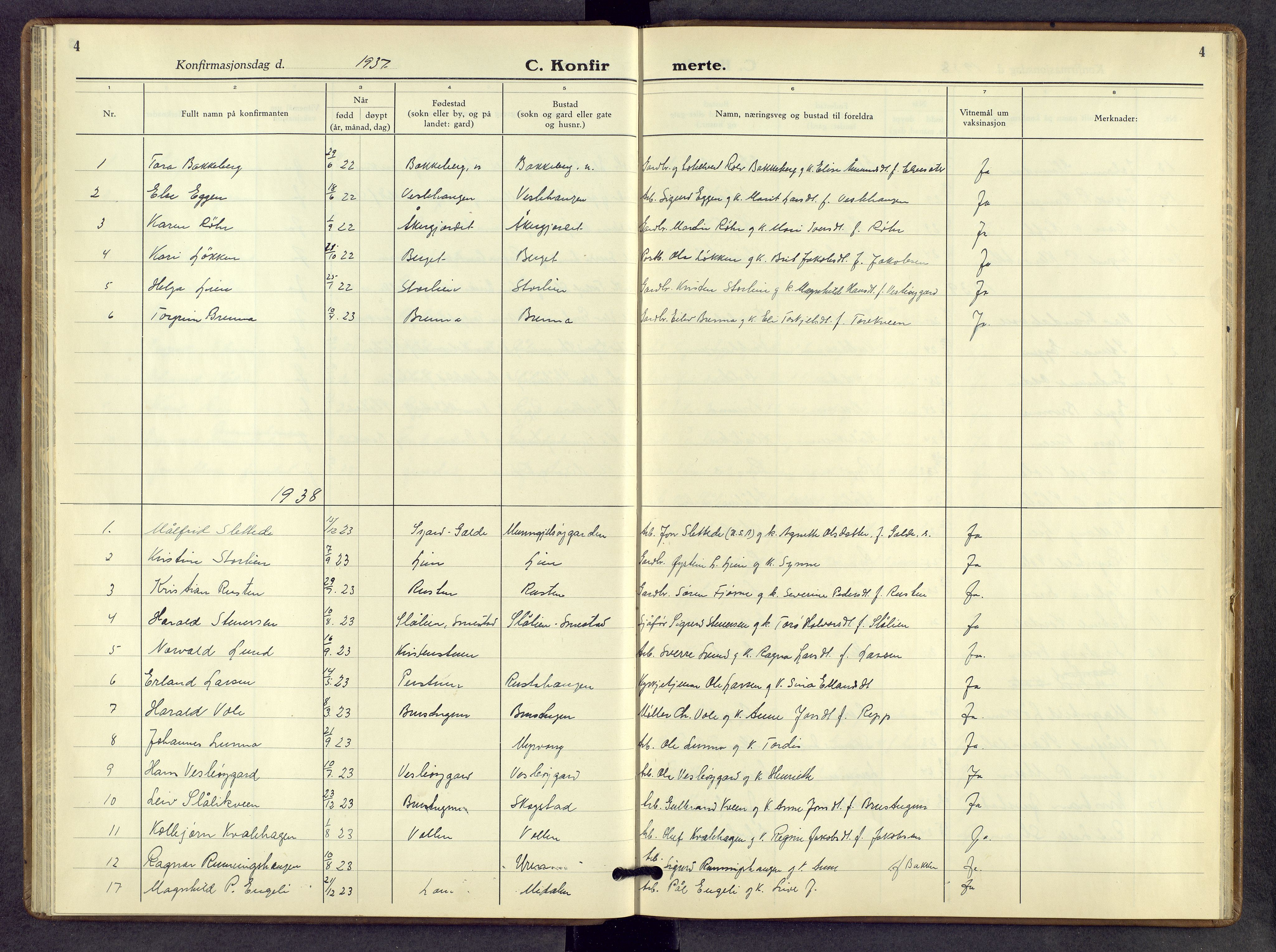 Lom prestekontor, AV/SAH-PREST-070/L/L0008: Parish register (copy) no. 8, 1933-1966, p. 4