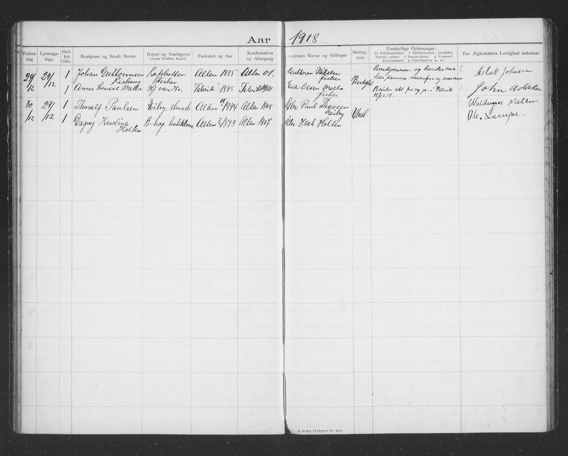 Alta sokneprestkontor, AV/SATØ-S-1338/I/Ib/L0045: Banns register no. 45, 1903-1921