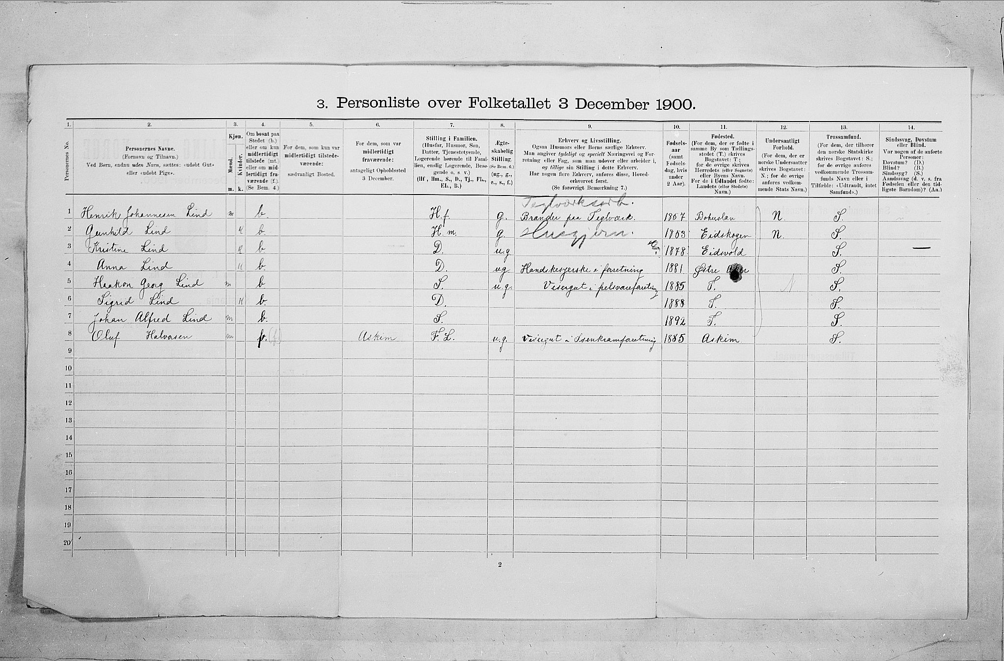 SAO, 1900 census for Kristiania, 1900, p. 114884