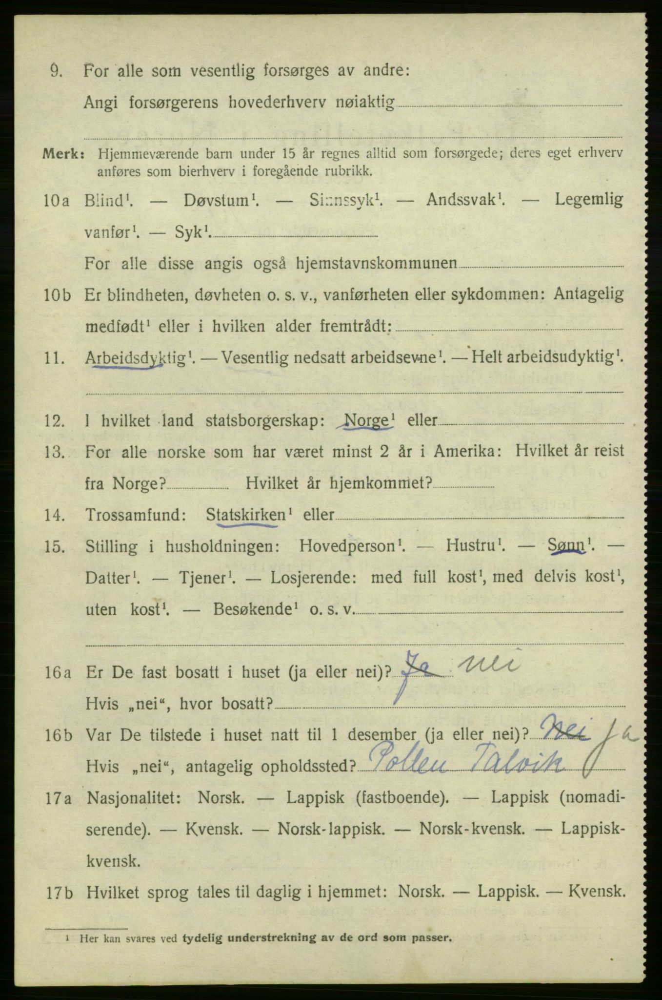 SATØ, 1920 census for Talvik, 1920, p. 4045