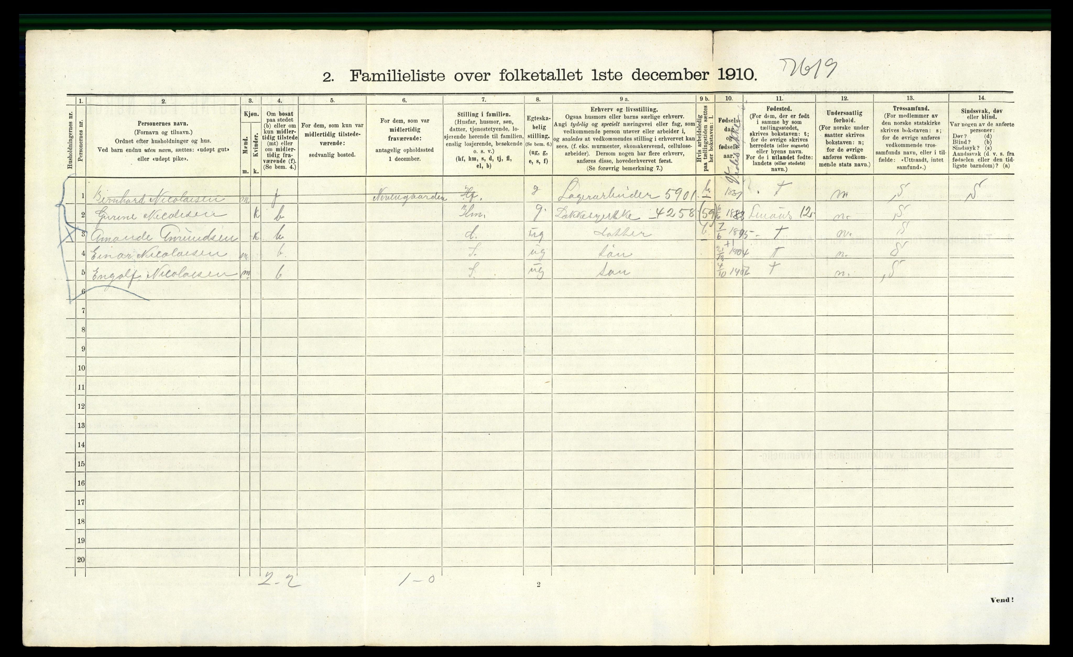 RA, 1910 census for Bergen, 1910, p. 36078