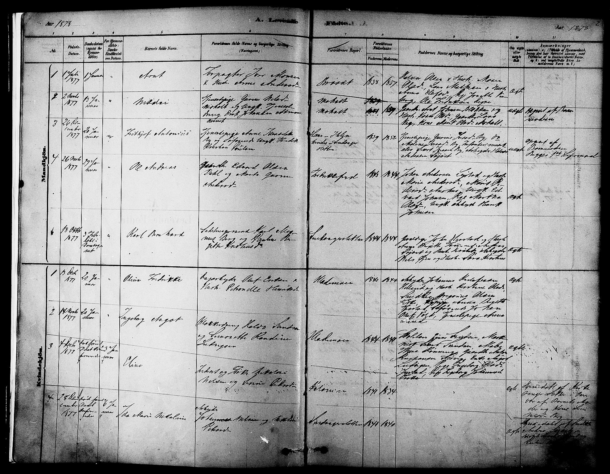 Ministerialprotokoller, klokkerbøker og fødselsregistre - Sør-Trøndelag, SAT/A-1456/606/L0294: Parish register (official) no. 606A09, 1878-1886, p. 2