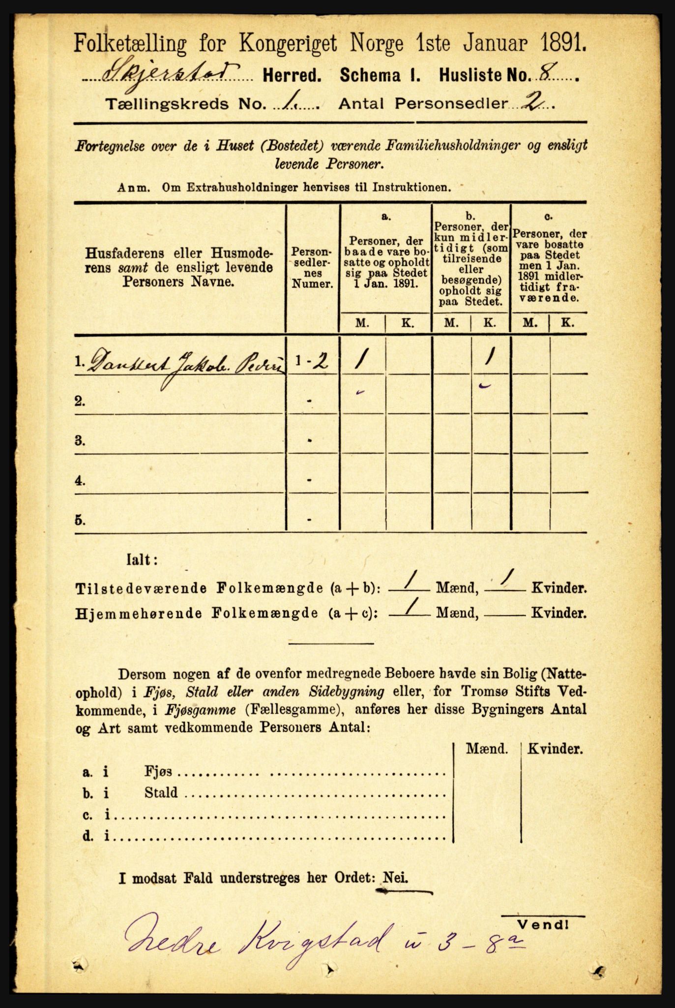 RA, 1891 census for 1842 Skjerstad, 1891, p. 41