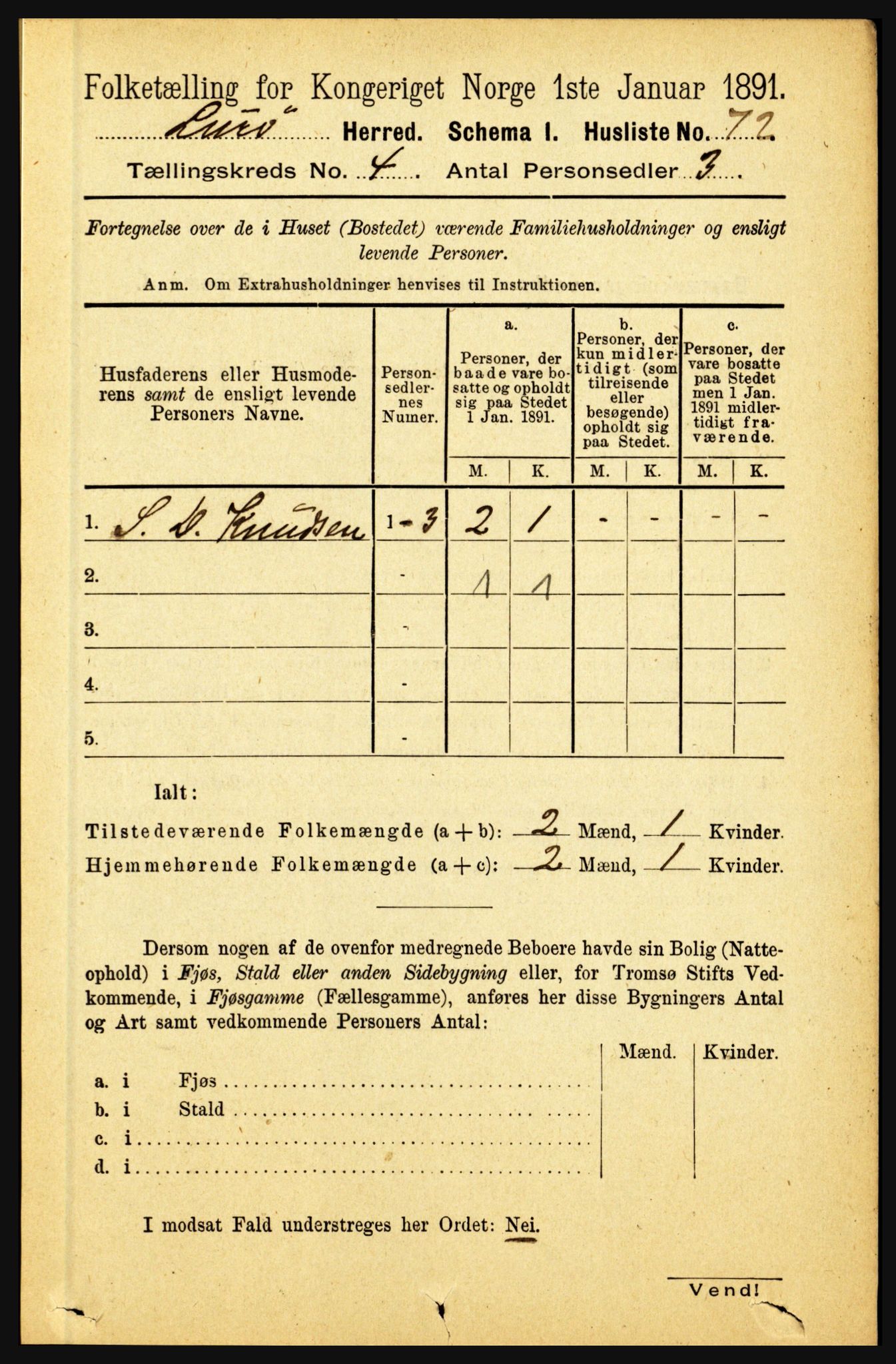 RA, 1891 census for 1834 Lurøy, 1891, p. 2009