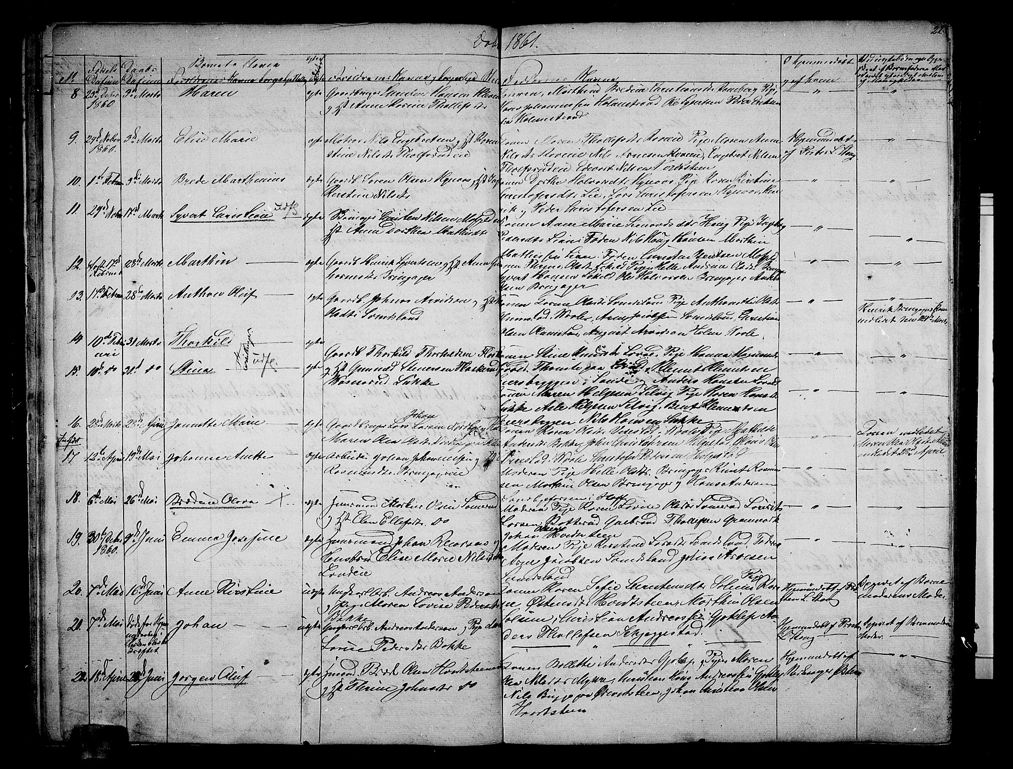 Botne kirkebøker, AV/SAKO-A-340/G/Ga/L0001: Parish register (copy) no. I 1, 1854-1867, p. 22