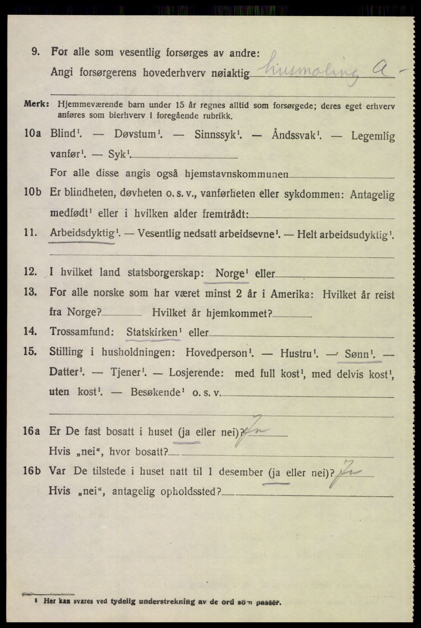 SAH, 1920 census for Elverum, 1920, p. 11087