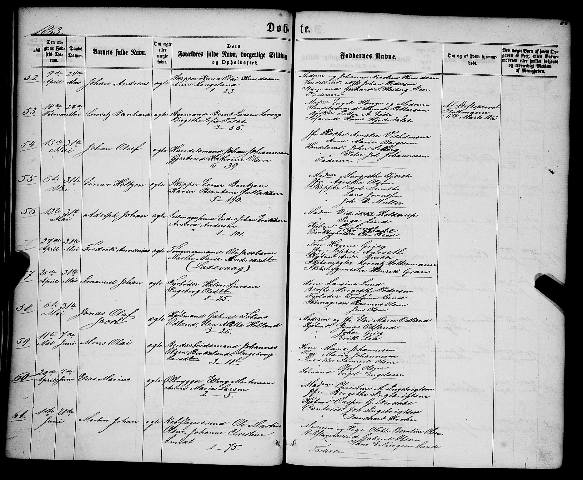 Nykirken Sokneprestembete, AV/SAB-A-77101/H/Haa/L0015: Parish register (official) no. B 2, 1858-1869, p. 66