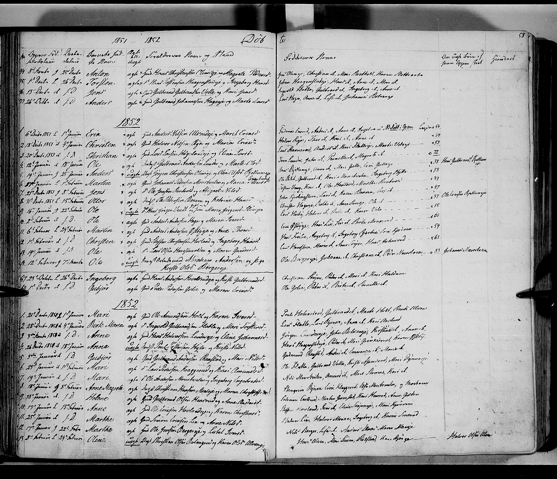 Jevnaker prestekontor, SAH/PREST-116/H/Ha/Haa/L0006: Parish register (official) no. 6, 1837-1857, p. 58