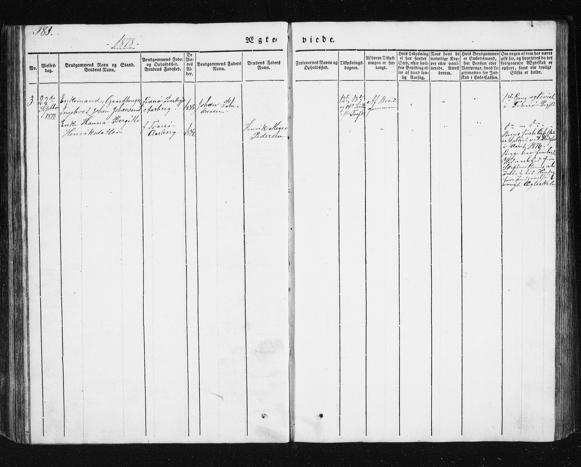 Berg sokneprestkontor, AV/SATØ-S-1318/G/Ga/Gab/L0011klokker: Parish register (copy) no. 11, 1833-1878, p. 181