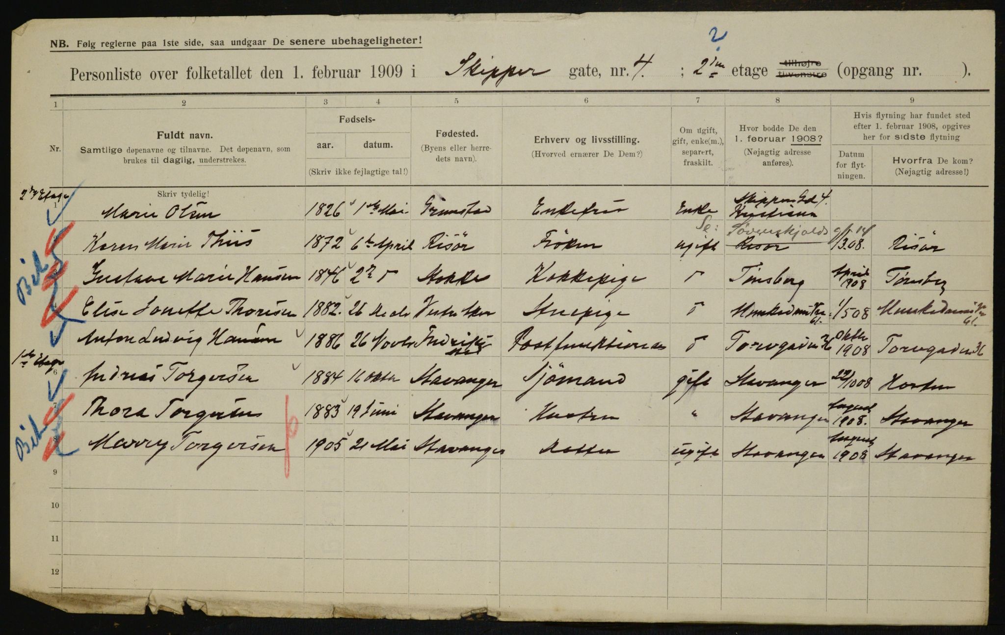 OBA, Municipal Census 1909 for Kristiania, 1909, p. 86522