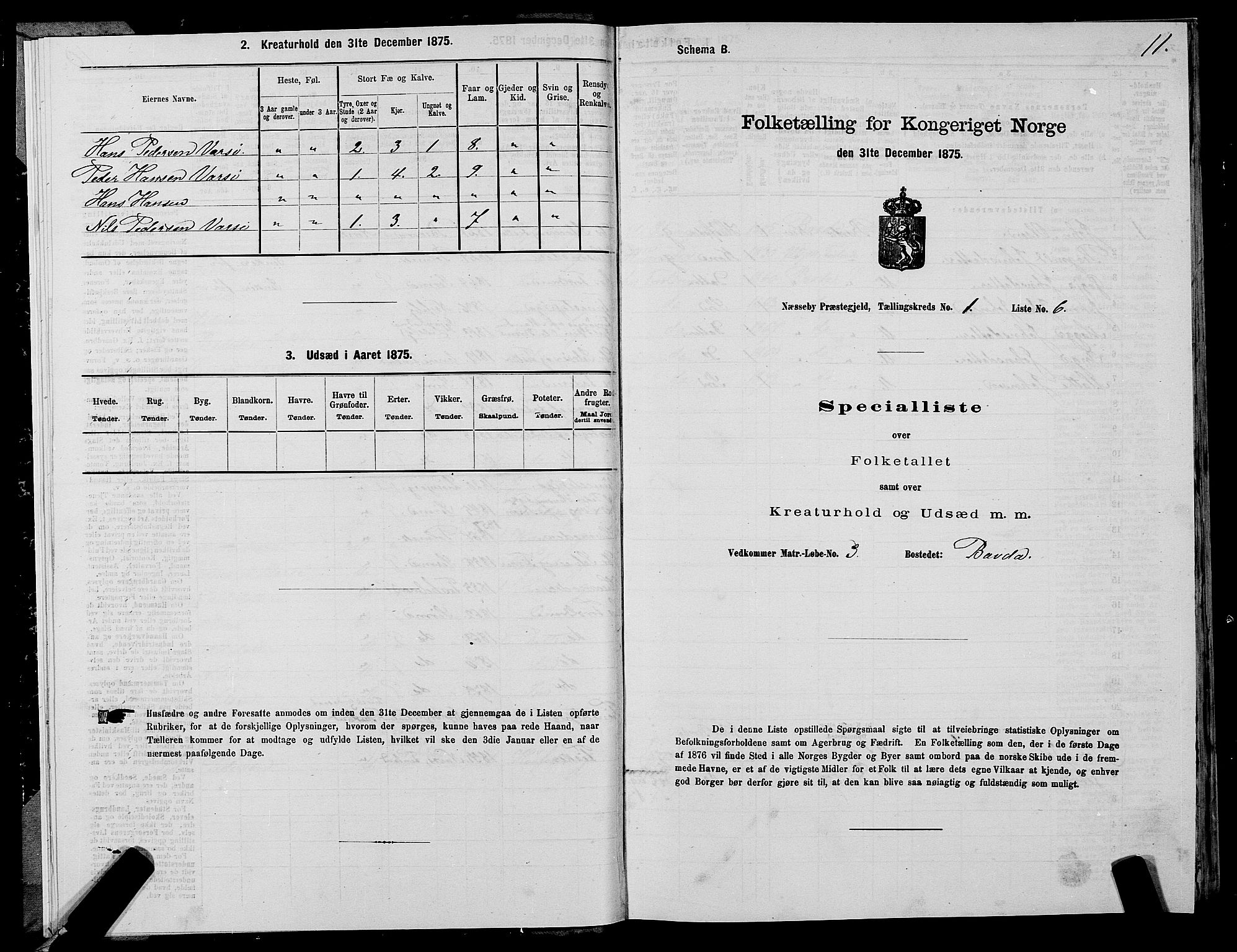 SATØ, 1875 census for 2027P Nesseby, 1875, p. 1011