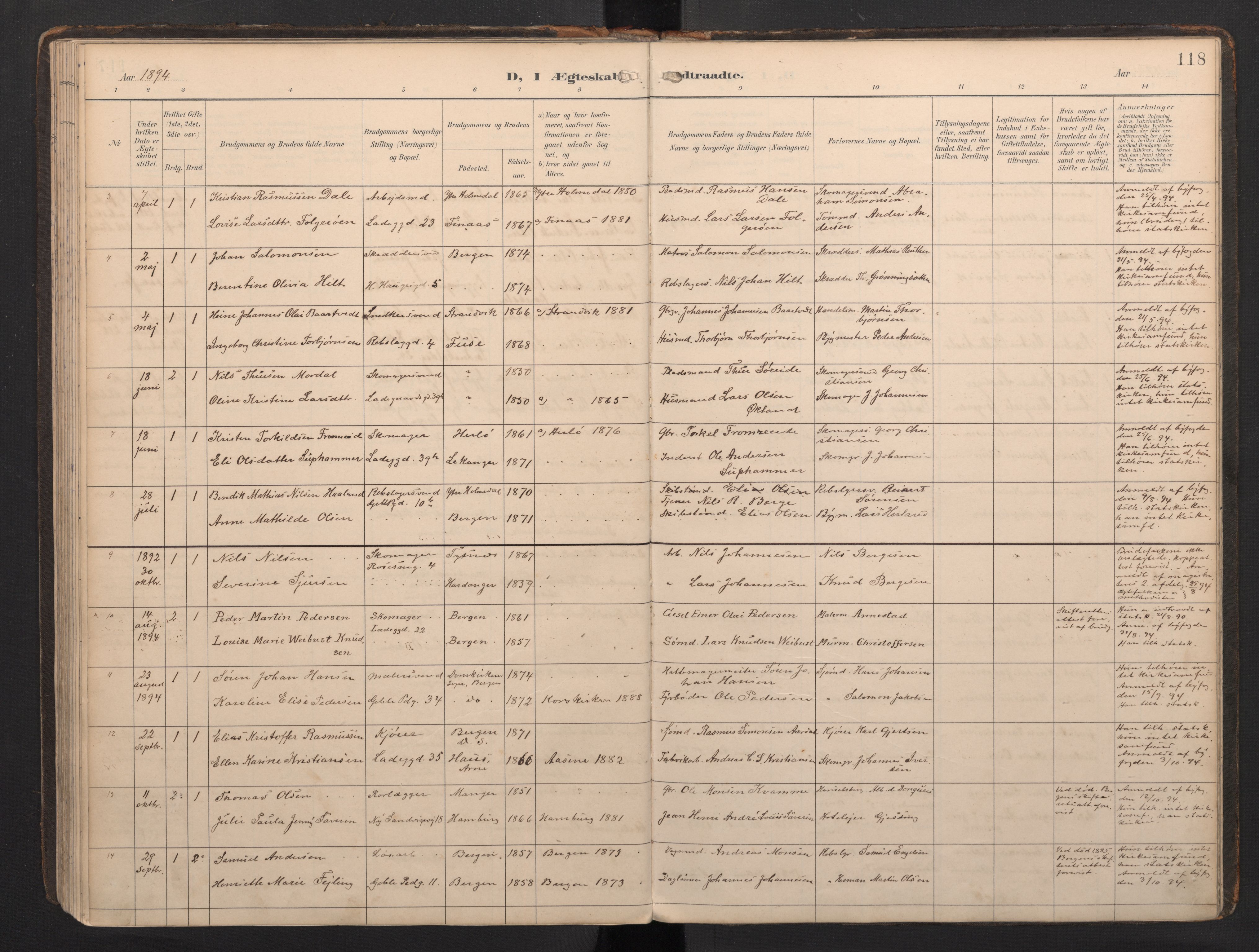 Sandviken Sokneprestembete, SAB/A-77601/H/Ha: Parish register (official) no. G 1, 1892-2002, p. 118