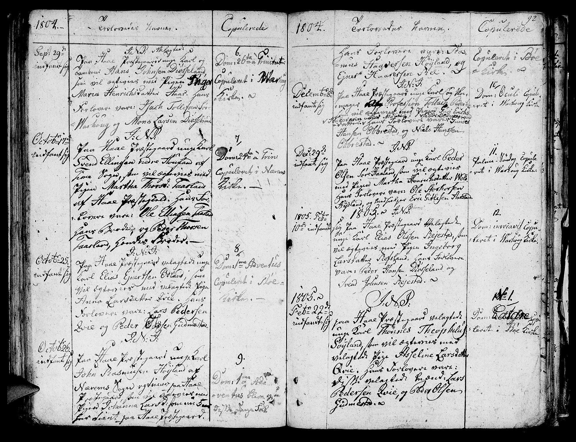 Hå sokneprestkontor, AV/SAST-A-101801/001/30BA/L0001: Parish register (official) no. A 1, 1787-1812, p. 92