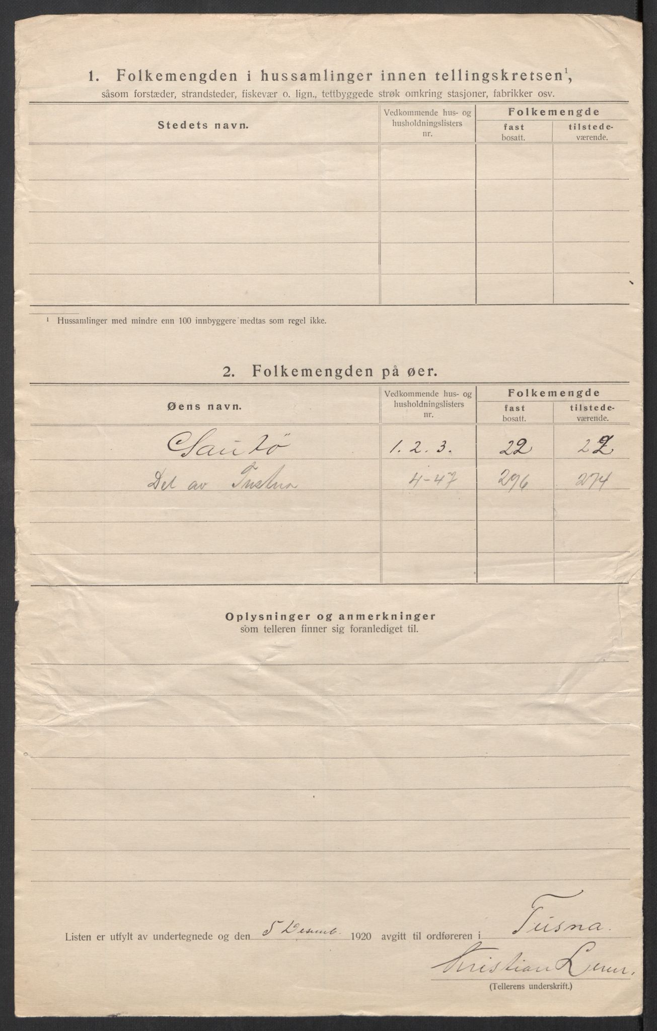 SAT, 1920 census for Tustna, 1920, p. 17