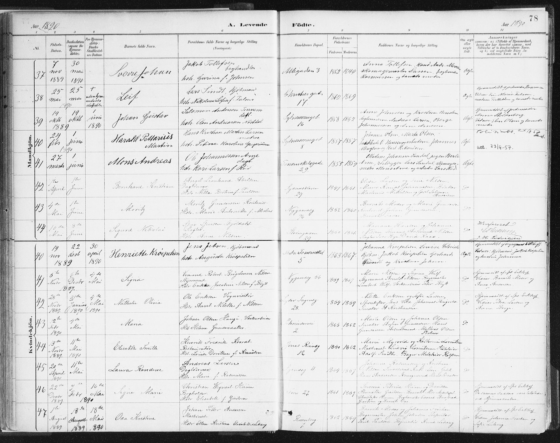Johanneskirken sokneprestembete, SAB/A-76001/H/Haa/L0001: Parish register (official) no. A 1, 1885-1900, p. 78