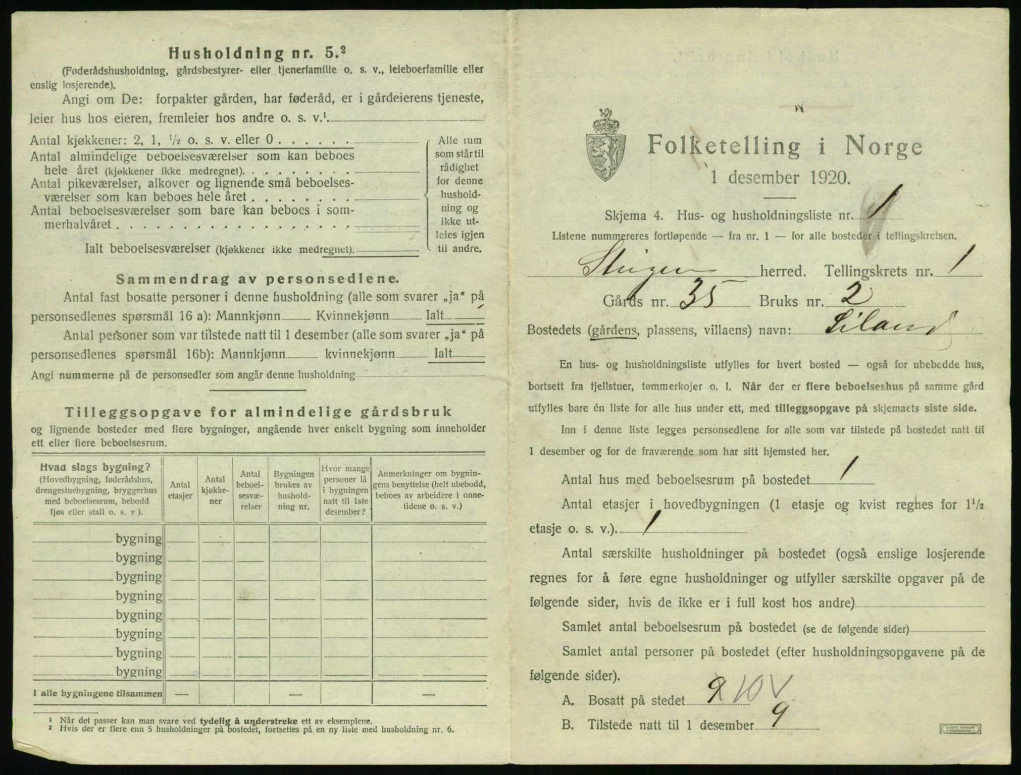 SAT, 1920 census for Steigen, 1920, p. 50