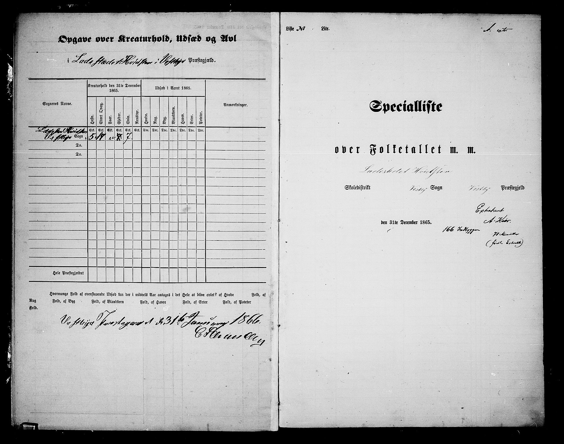 RA, 1865 census for Vestby, 1865, p. 198