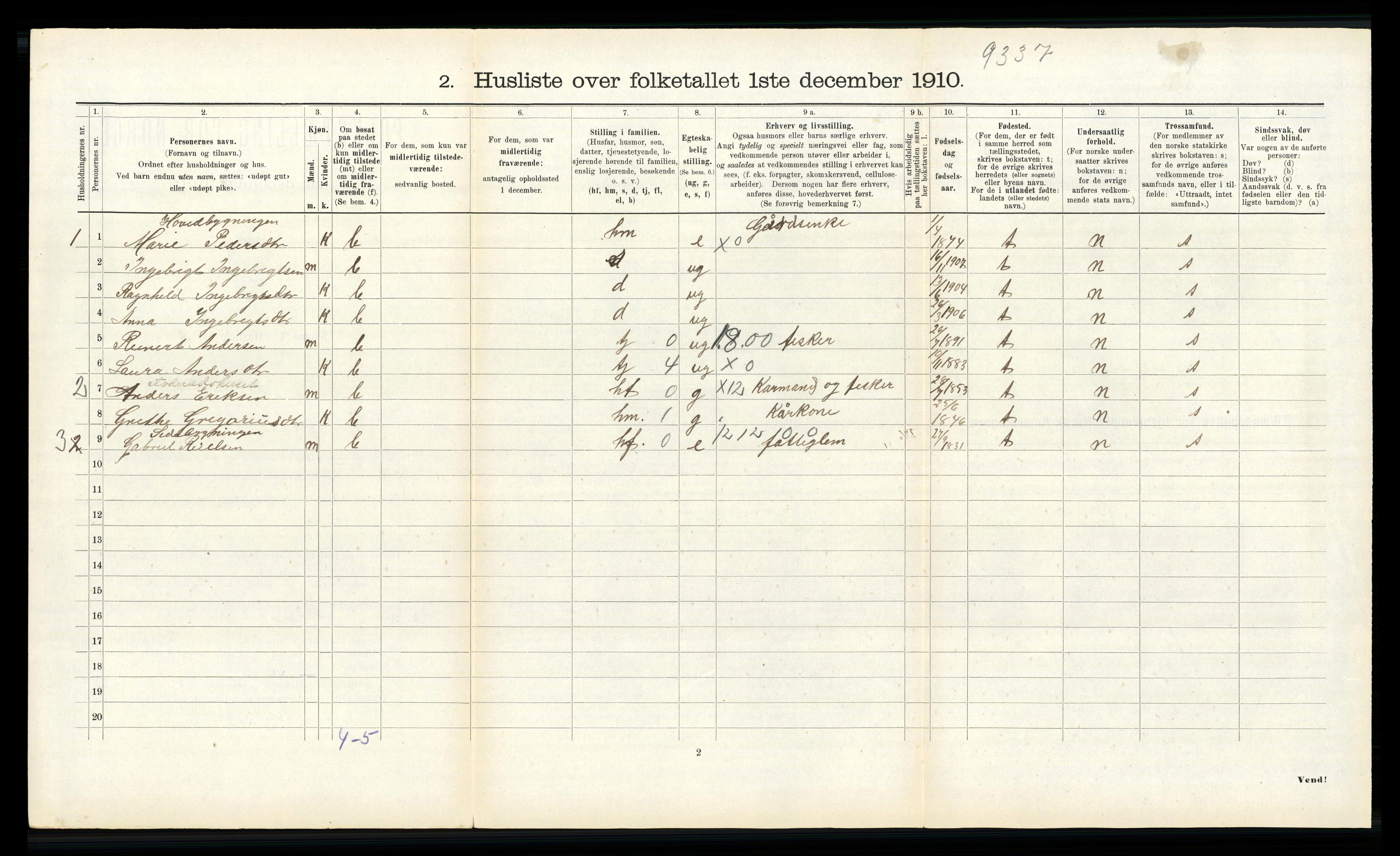 RA, 1910 census for Nord-Vågsøy, 1910, p. 138