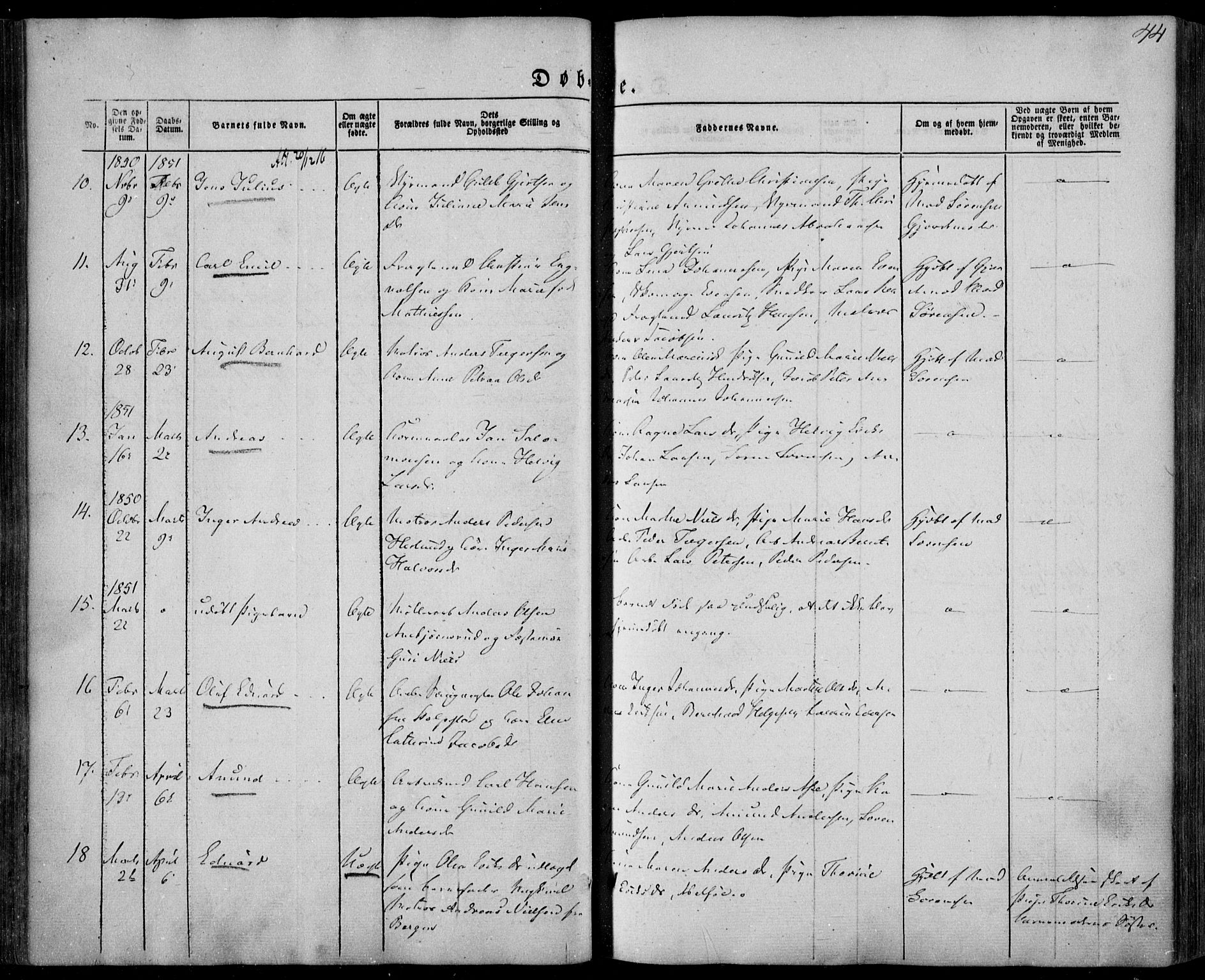 Larvik kirkebøker, SAKO/A-352/F/Fa/L0003: Parish register (official) no. I 3, 1848-1856, p. 44