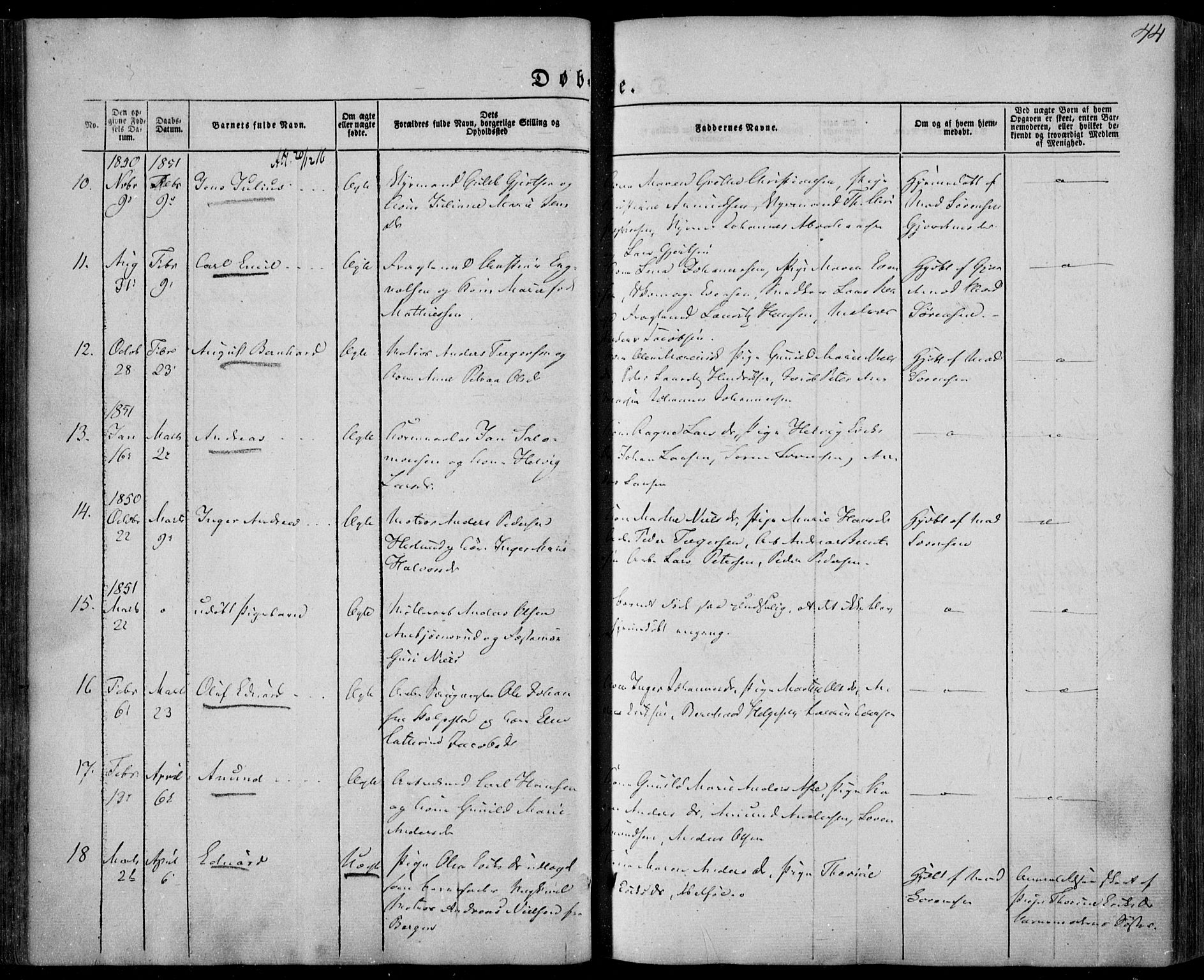 Larvik kirkebøker, AV/SAKO-A-352/F/Fa/L0003: Parish register (official) no. I 3, 1848-1856, p. 44