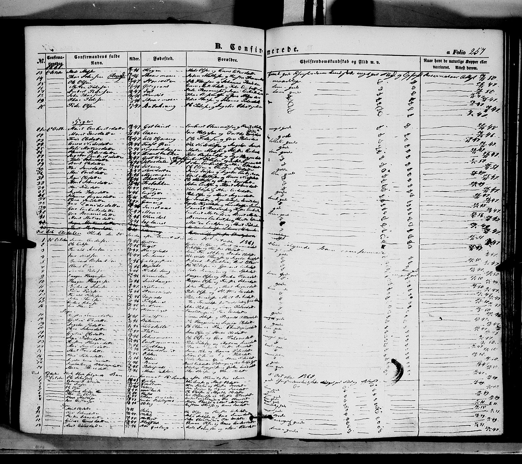 Tynset prestekontor, SAH/PREST-058/H/Ha/Haa/L0020: Parish register (official) no. 20, 1848-1862, p. 257