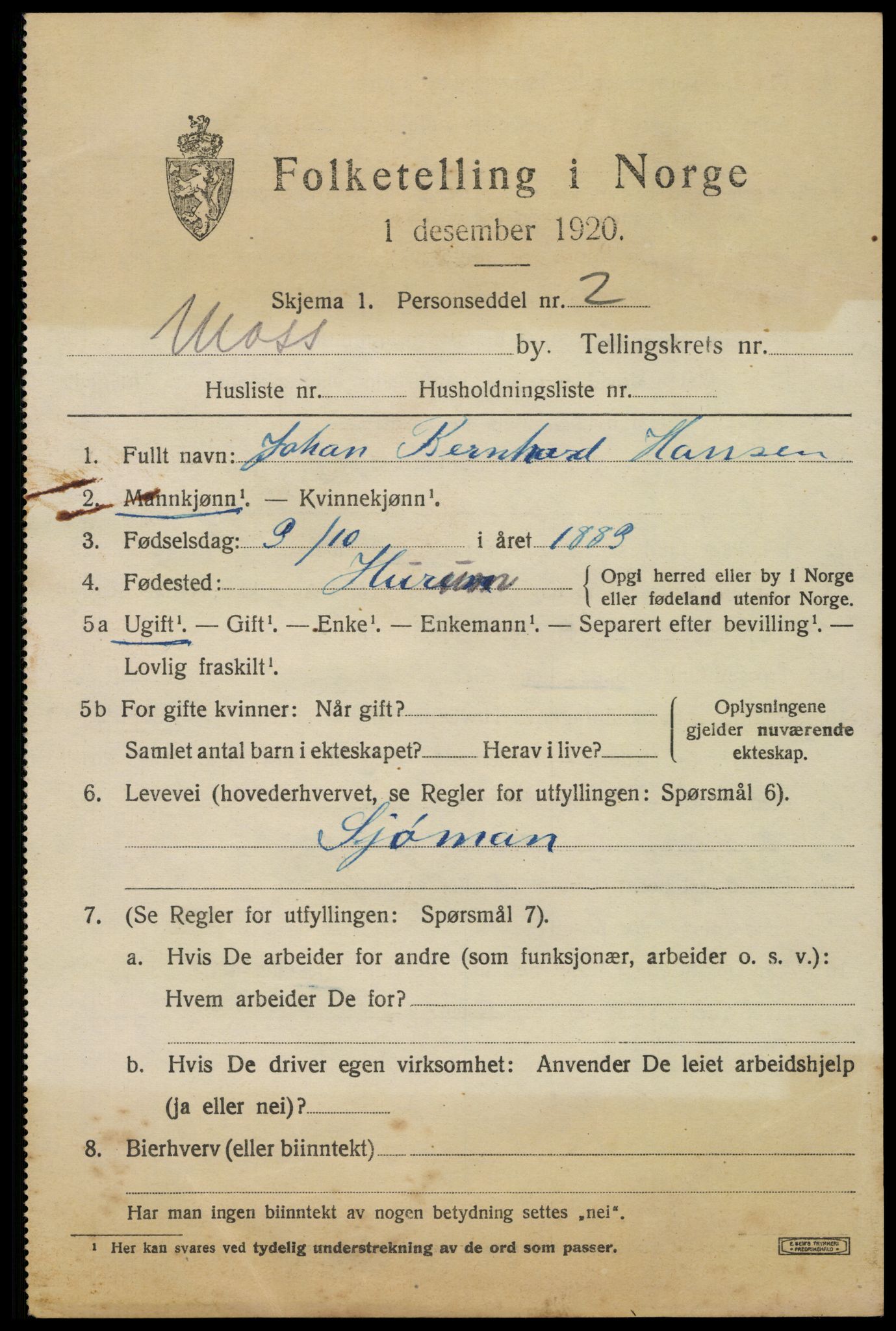 SAO, 1920 census for Drøbak, 1920, p. 4037