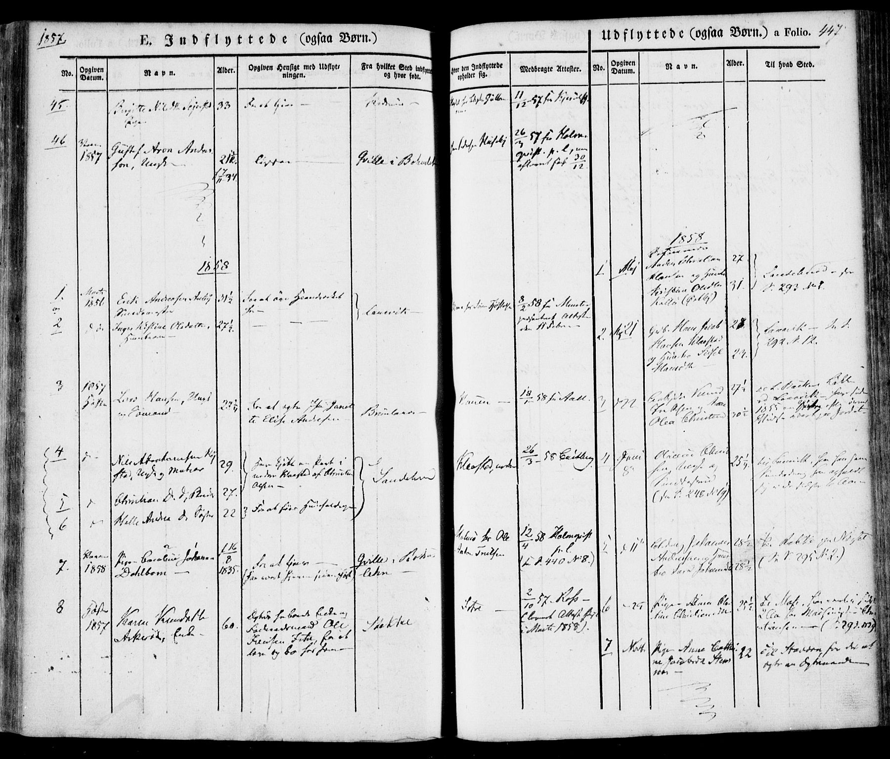 Tjølling kirkebøker, SAKO/A-60/F/Fa/L0006: Parish register (official) no. 6, 1835-1859, p. 447