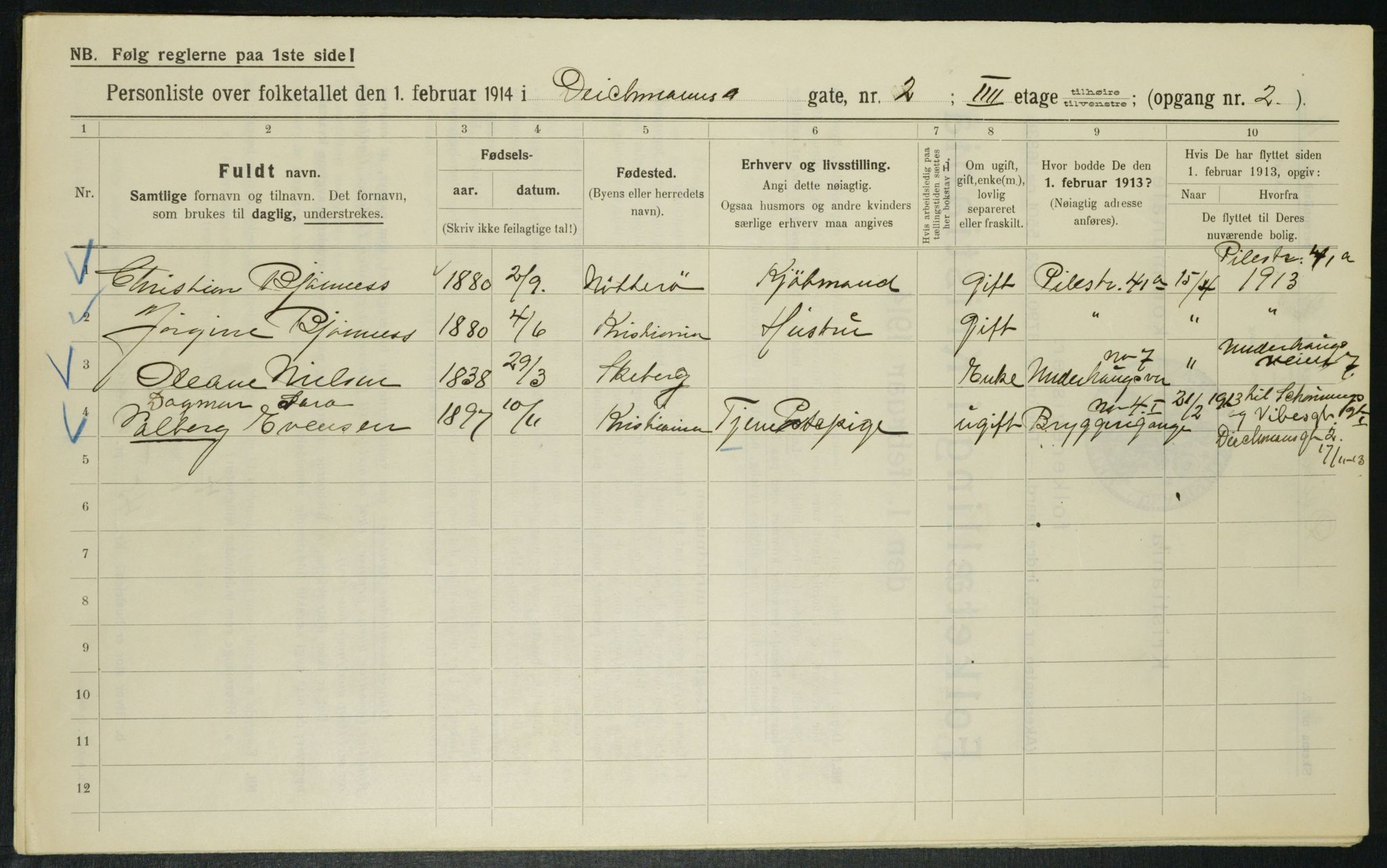 OBA, Municipal Census 1914 for Kristiania, 1914, p. 15536