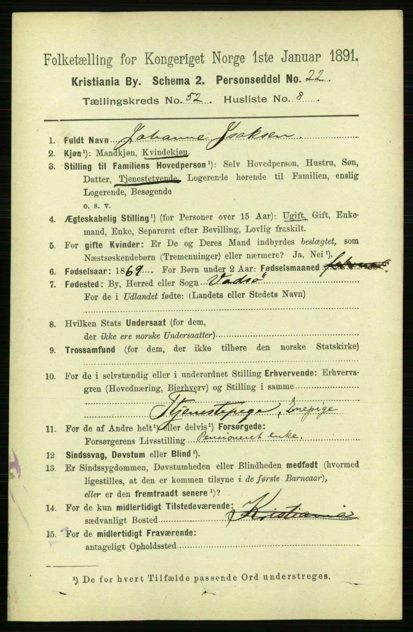 RA, 1891 census for 0301 Kristiania, 1891, p. 29743