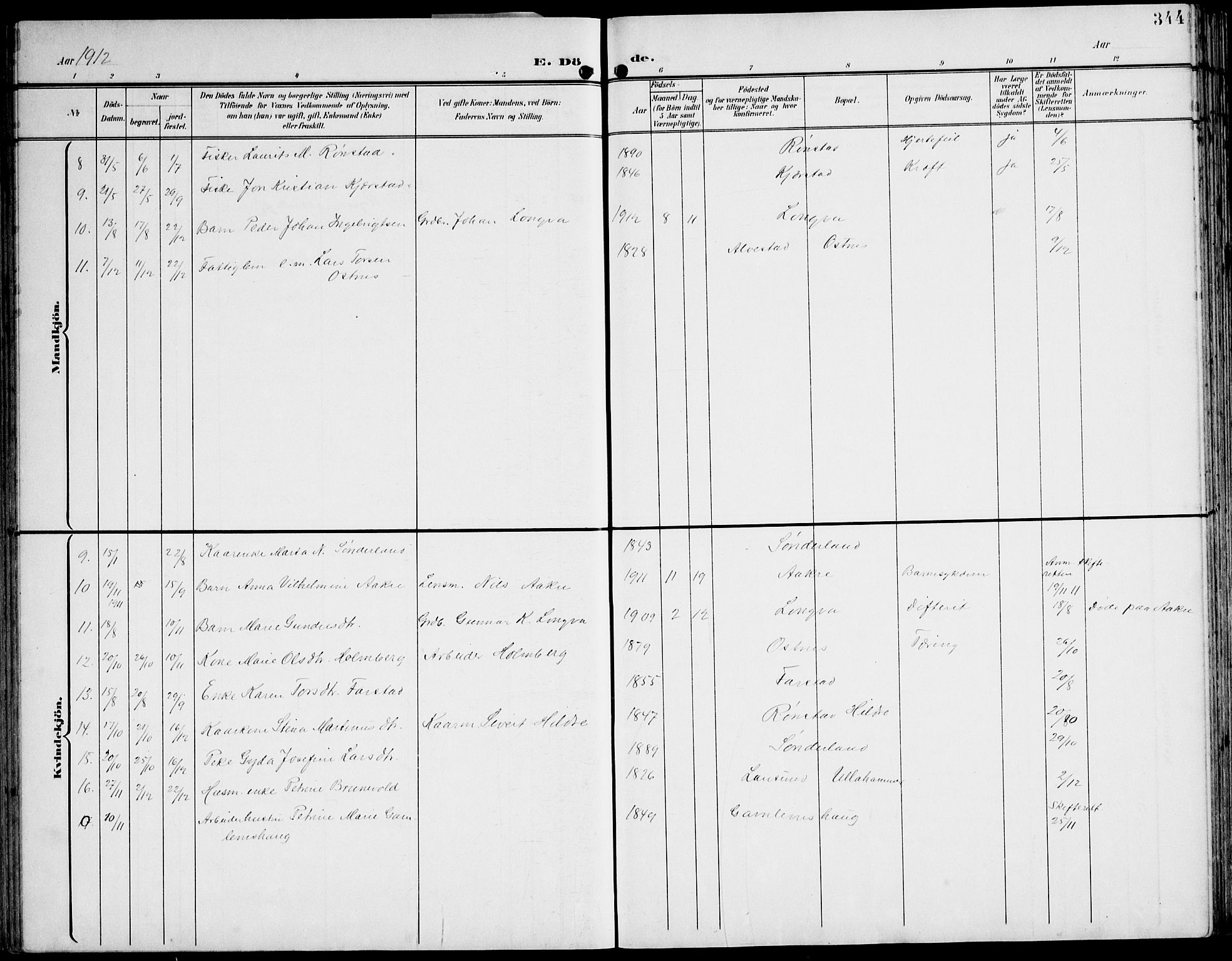 Ministerialprotokoller, klokkerbøker og fødselsregistre - Møre og Romsdal, AV/SAT-A-1454/536/L0511: Parish register (copy) no. 536C06, 1899-1944, p. 344