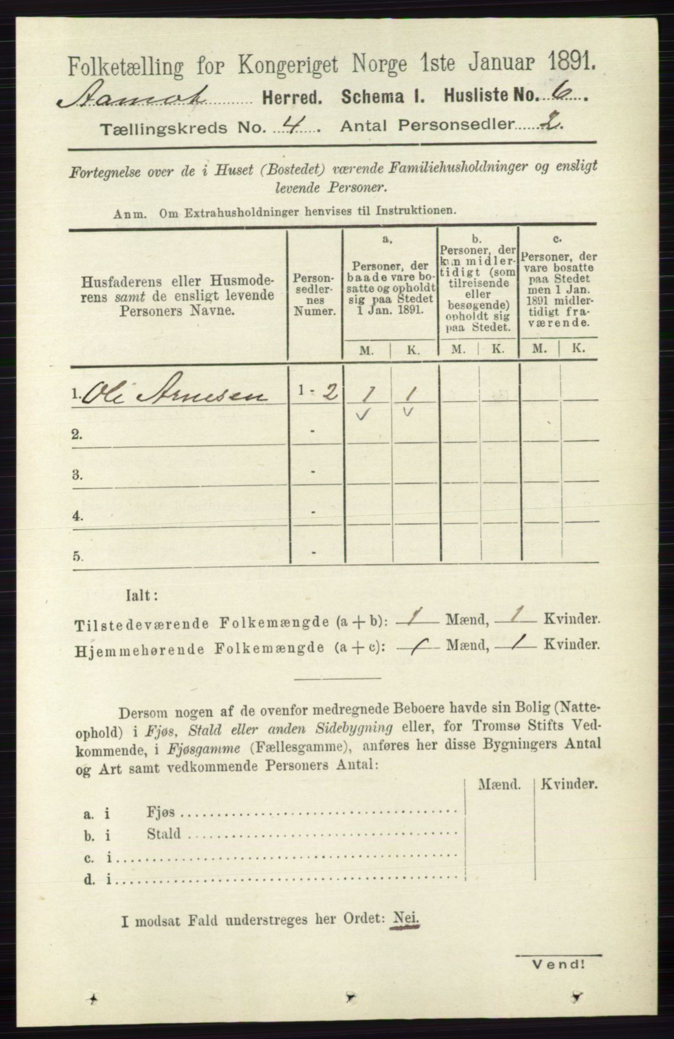 RA, 1891 census for 0429 Åmot, 1891, p. 2106