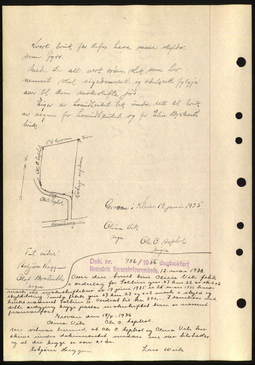 Romsdal sorenskriveri, AV/SAT-A-4149/1/2/2C: Mortgage book no. A1, 1936-1936, Diary no: : 34/1936