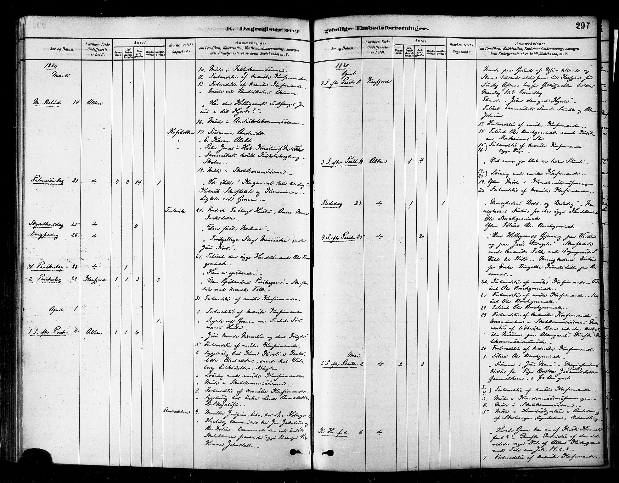 Alta sokneprestkontor, AV/SATØ-S-1338/H/Ha/L0002.kirke: Parish register (official) no. 2, 1879-1892, p. 297