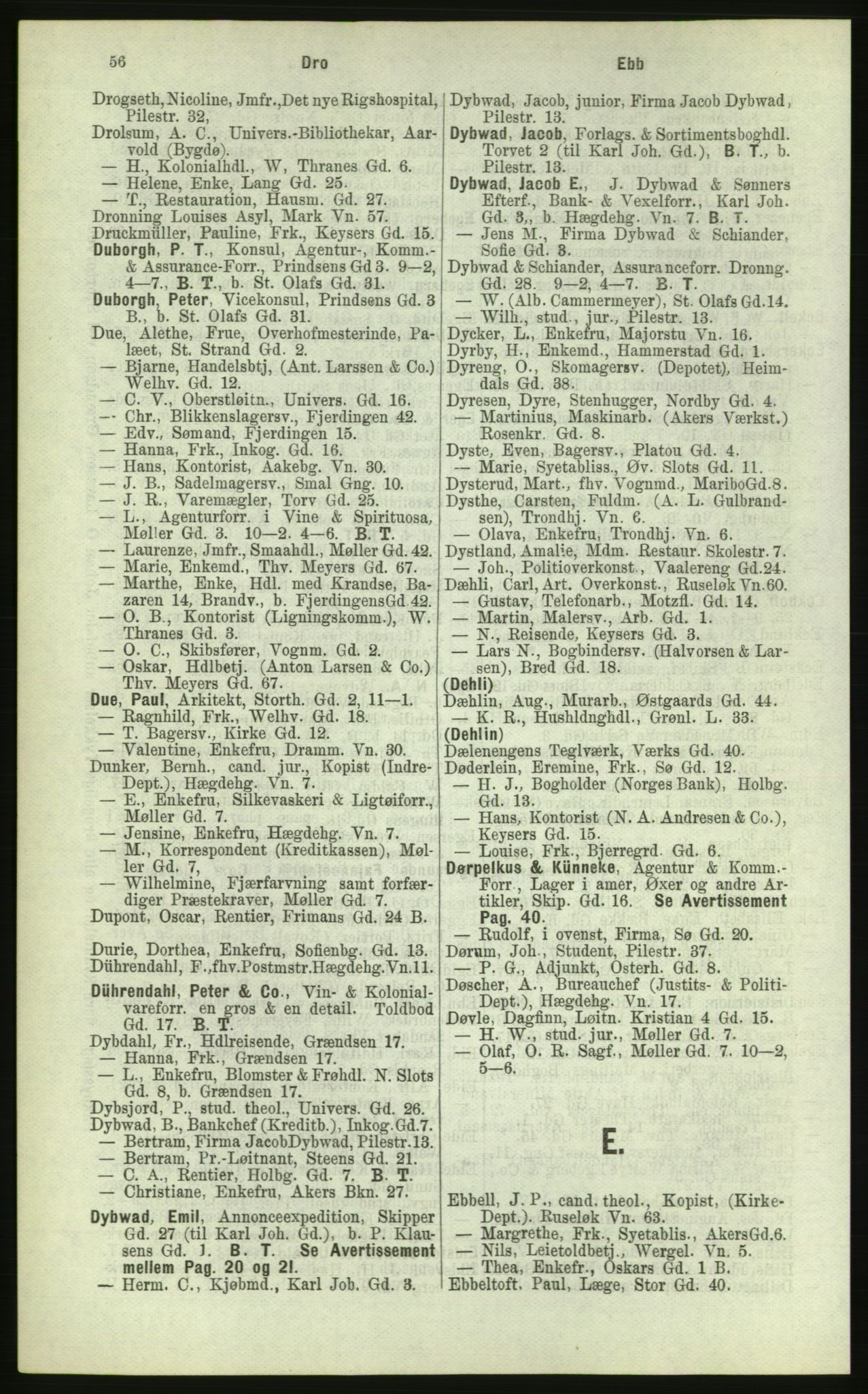 Kristiania/Oslo adressebok, PUBL/-, 1884, p. 56