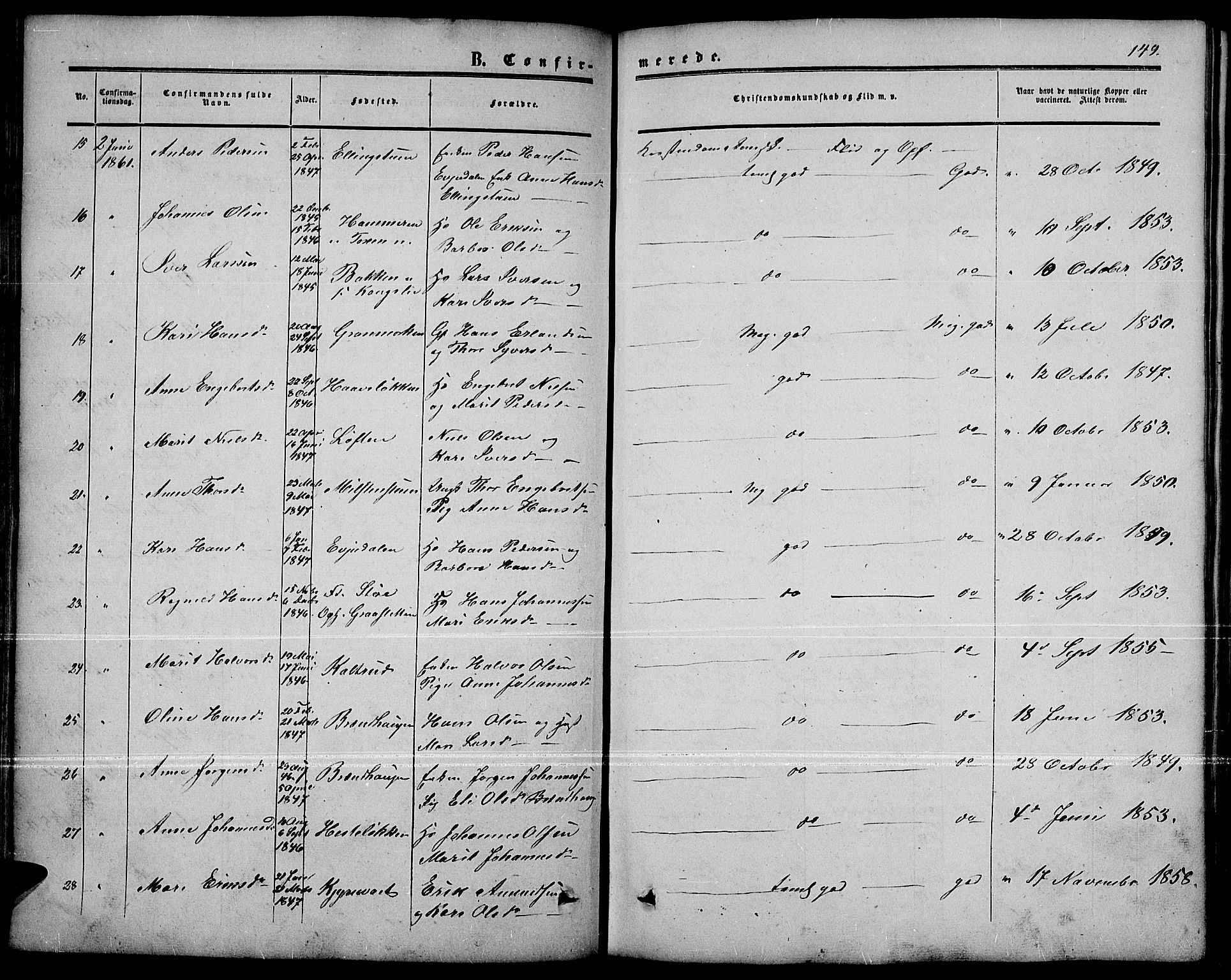 Nord-Fron prestekontor, AV/SAH-PREST-080/H/Ha/Hab/L0001: Parish register (copy) no. 1, 1851-1883, p. 149