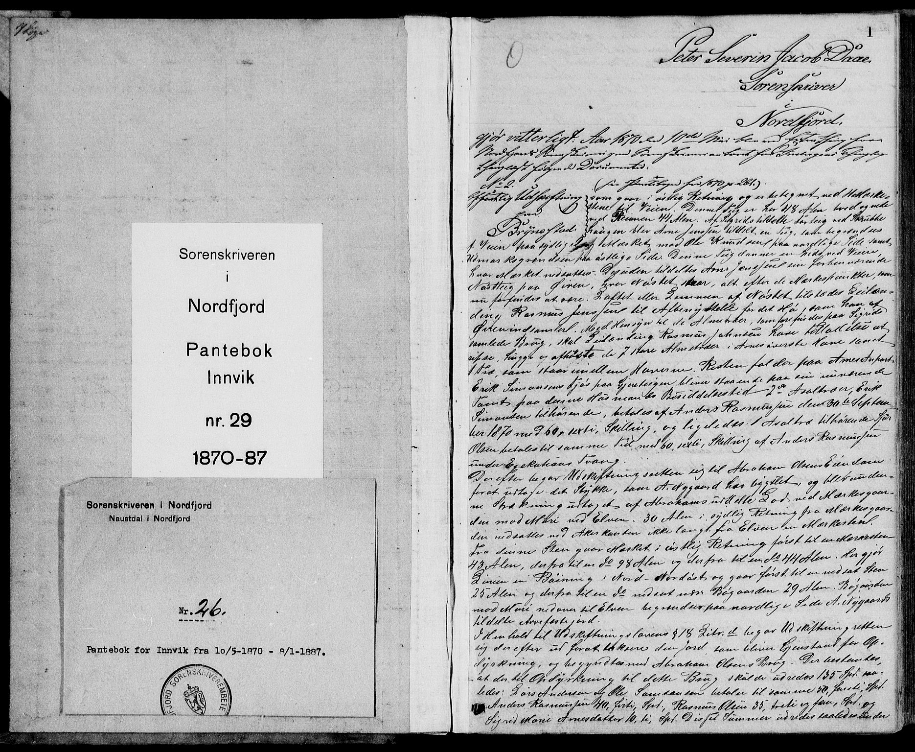 Nordfjord sorenskriveri, AV/SAB-A-2801/02/02b/02bf/L0040: Mortgage book no. II.B.f.40, 1870-1887, p. 1