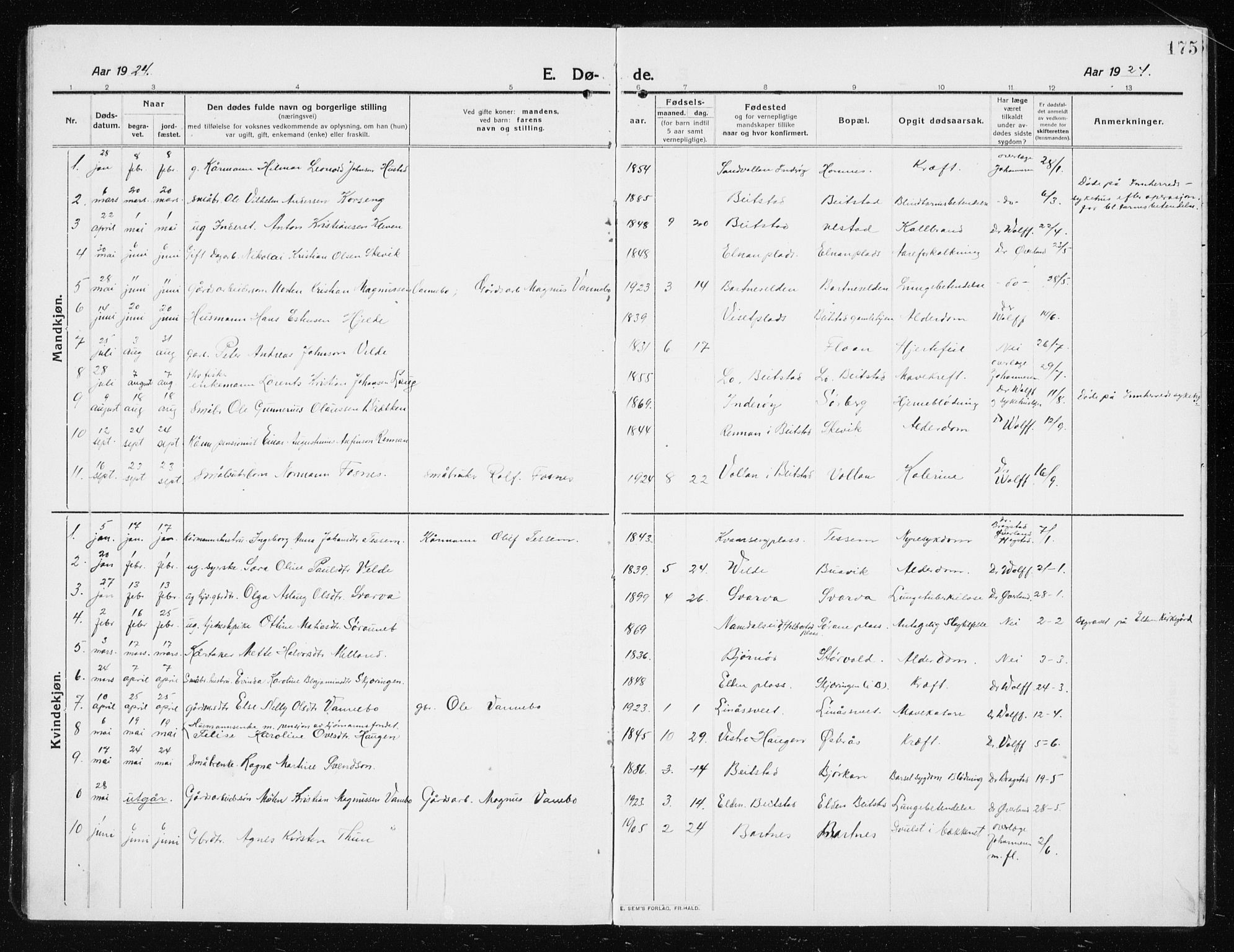 Ministerialprotokoller, klokkerbøker og fødselsregistre - Nord-Trøndelag, SAT/A-1458/741/L0402: Parish register (copy) no. 741C03, 1911-1926, p. 175