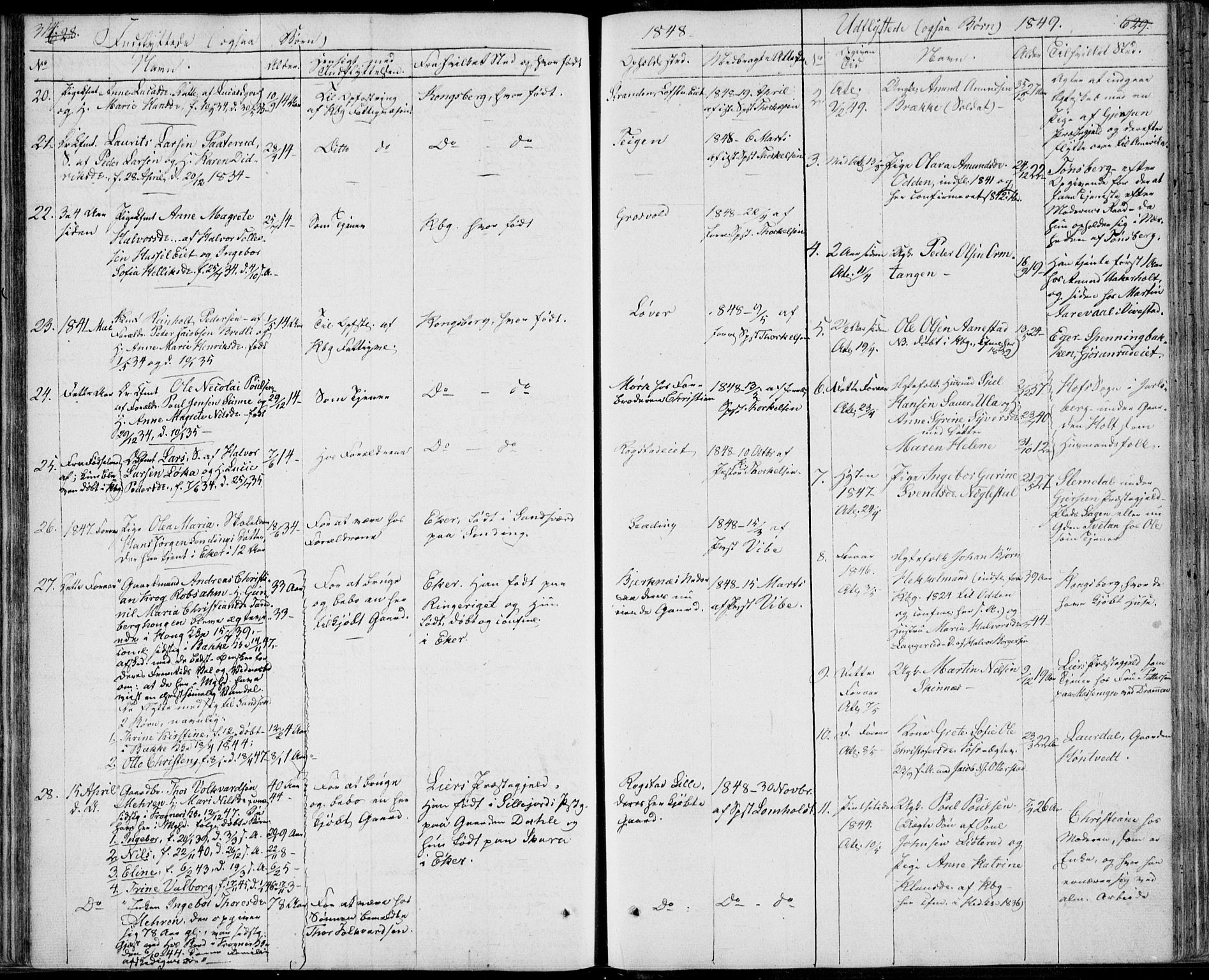 Sandsvær kirkebøker, SAKO/A-244/F/Fa/L0005: Parish register (official) no. I 5, 1840-1856, p. 628-629