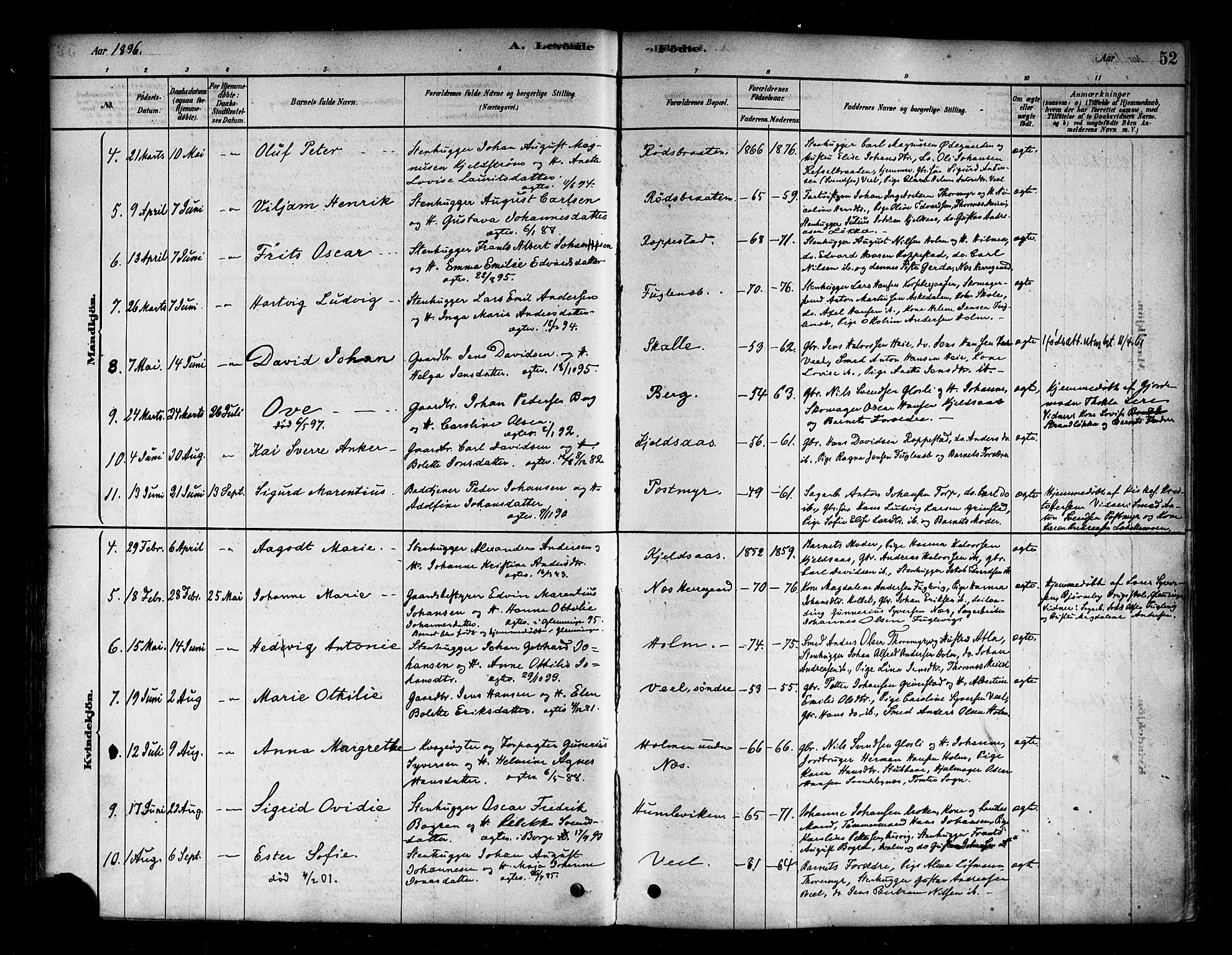 Borge prestekontor Kirkebøker, SAO/A-10903/F/Fb/L0003: Parish register (official) no. II 3, 1878-1902, p. 52