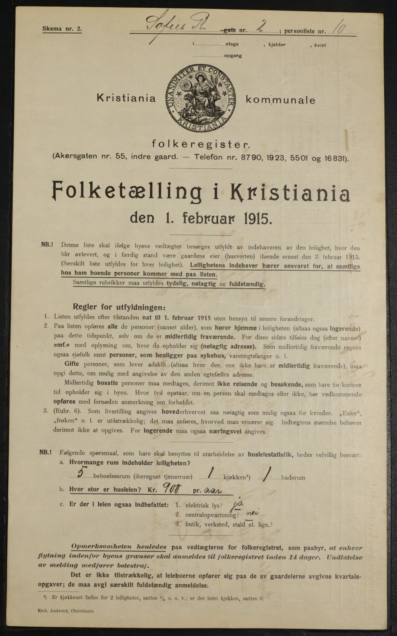 OBA, Municipal Census 1915 for Kristiania, 1915, p. 99249