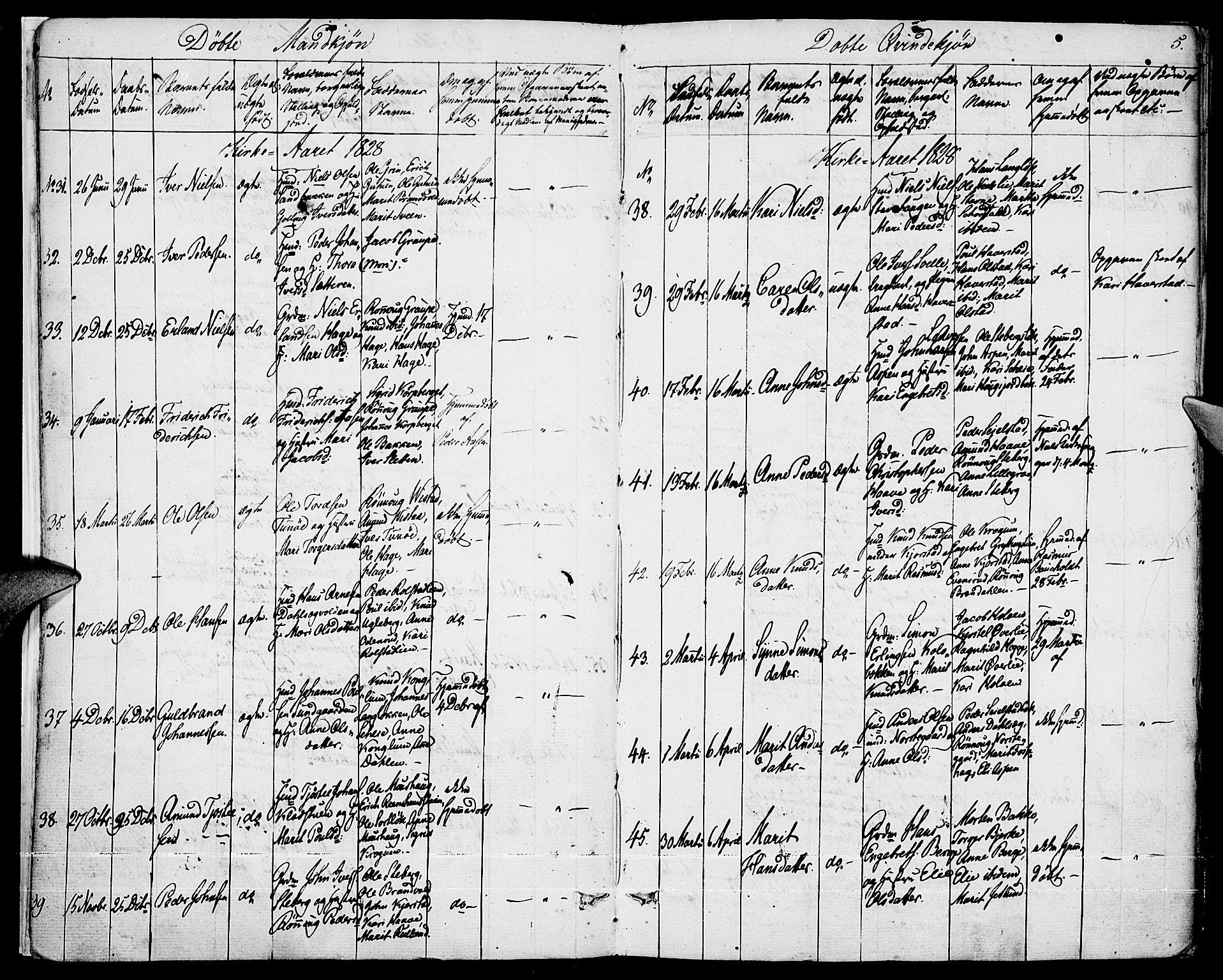 Fron prestekontor, AV/SAH-PREST-078/H/Ha/Haa/L0003: Parish register (official) no. 3, 1828-1838, p. 5