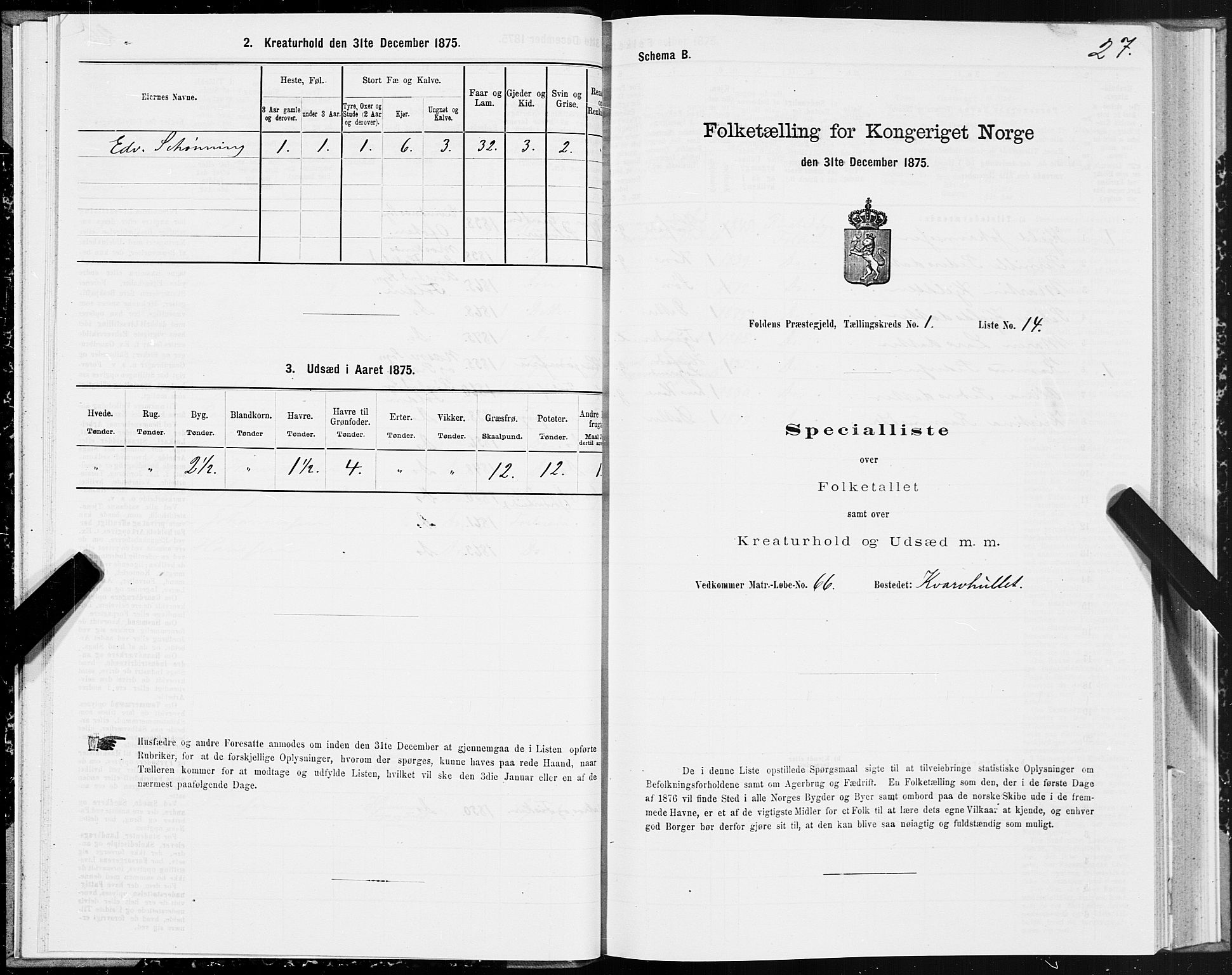 SAT, 1875 census for 1845P Folda, 1875, p. 1027