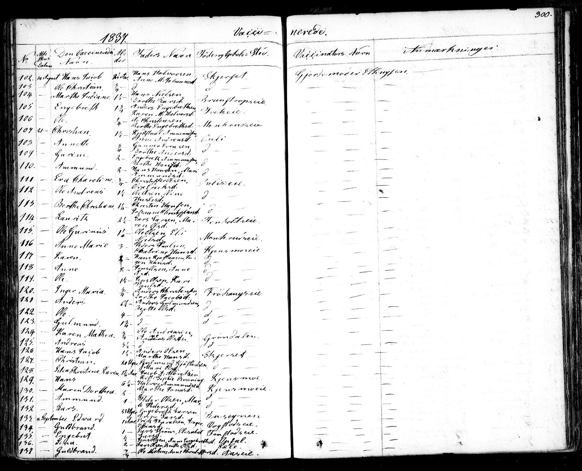 Nes prestekontor Kirkebøker, AV/SAO-A-10410/F/Fa/L0006: Parish register (official) no. I 6, 1833-1845, p. 300