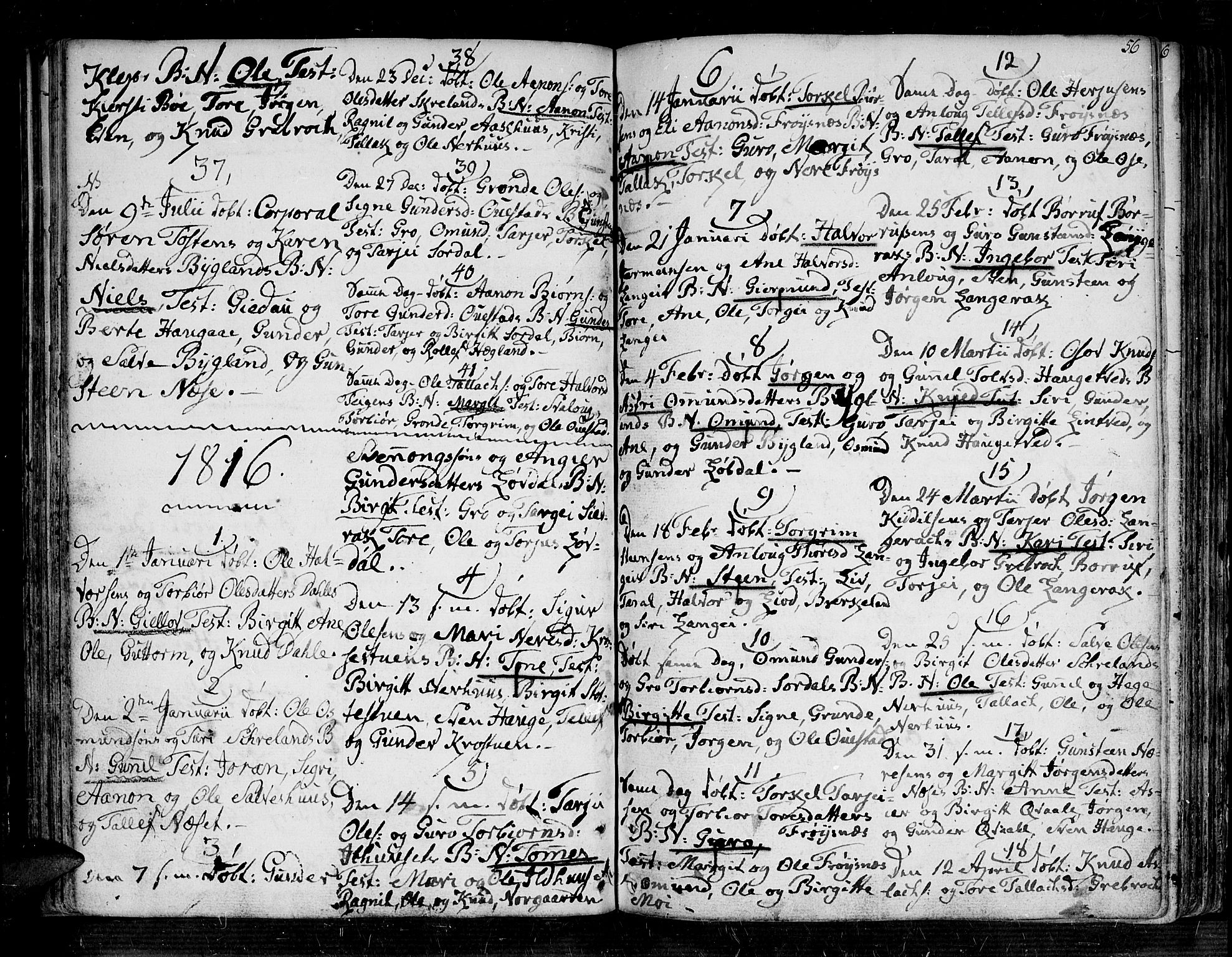 Bygland sokneprestkontor, SAK/1111-0006/F/Fa/Fab/L0002: Parish register (official) no. A 2, 1766-1816, p. 56