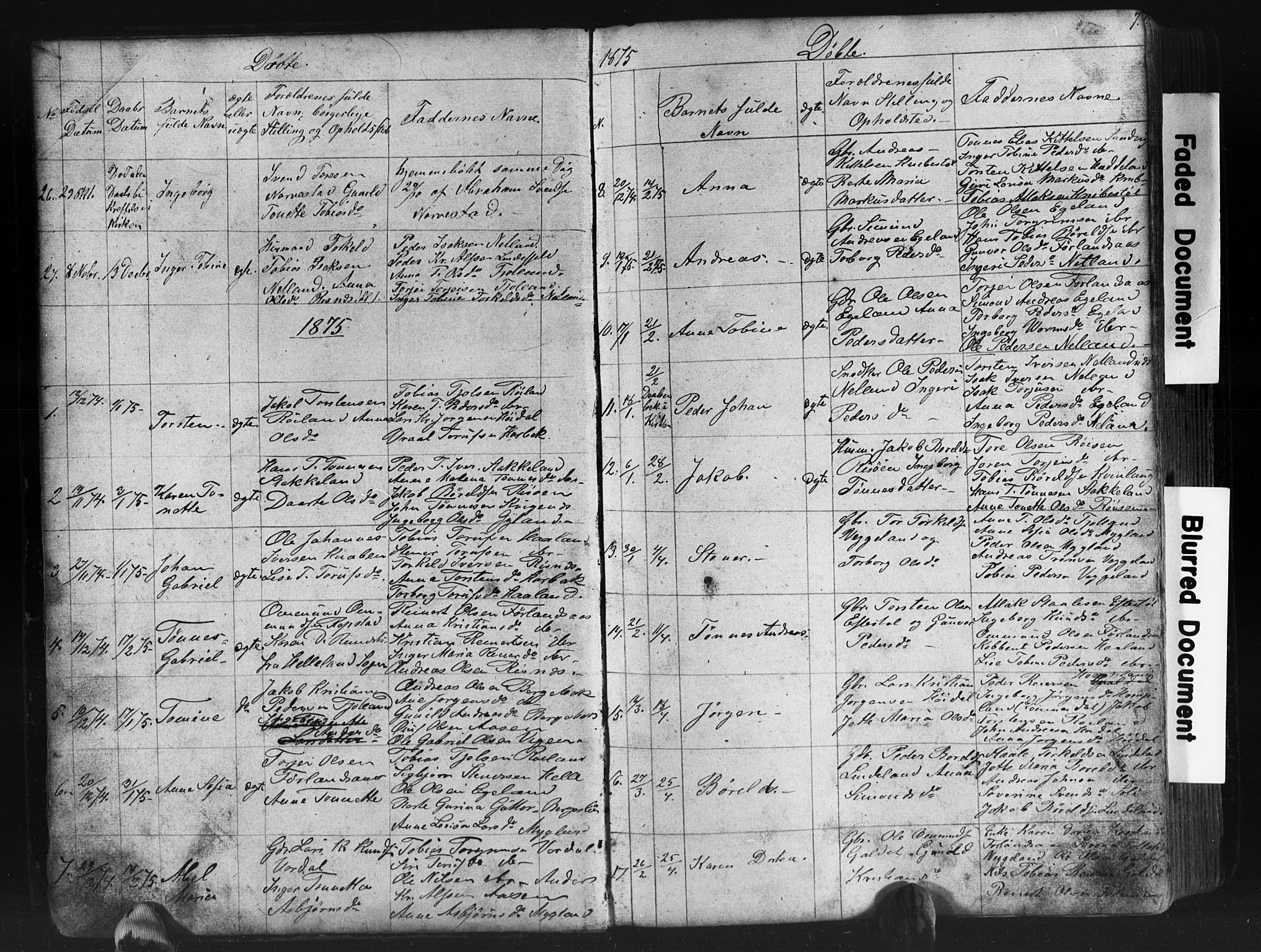 Fjotland sokneprestkontor, SAK/1111-0010/F/Fb/L0003: Parish register (copy) no. B 3, 1872-1924, p. 7