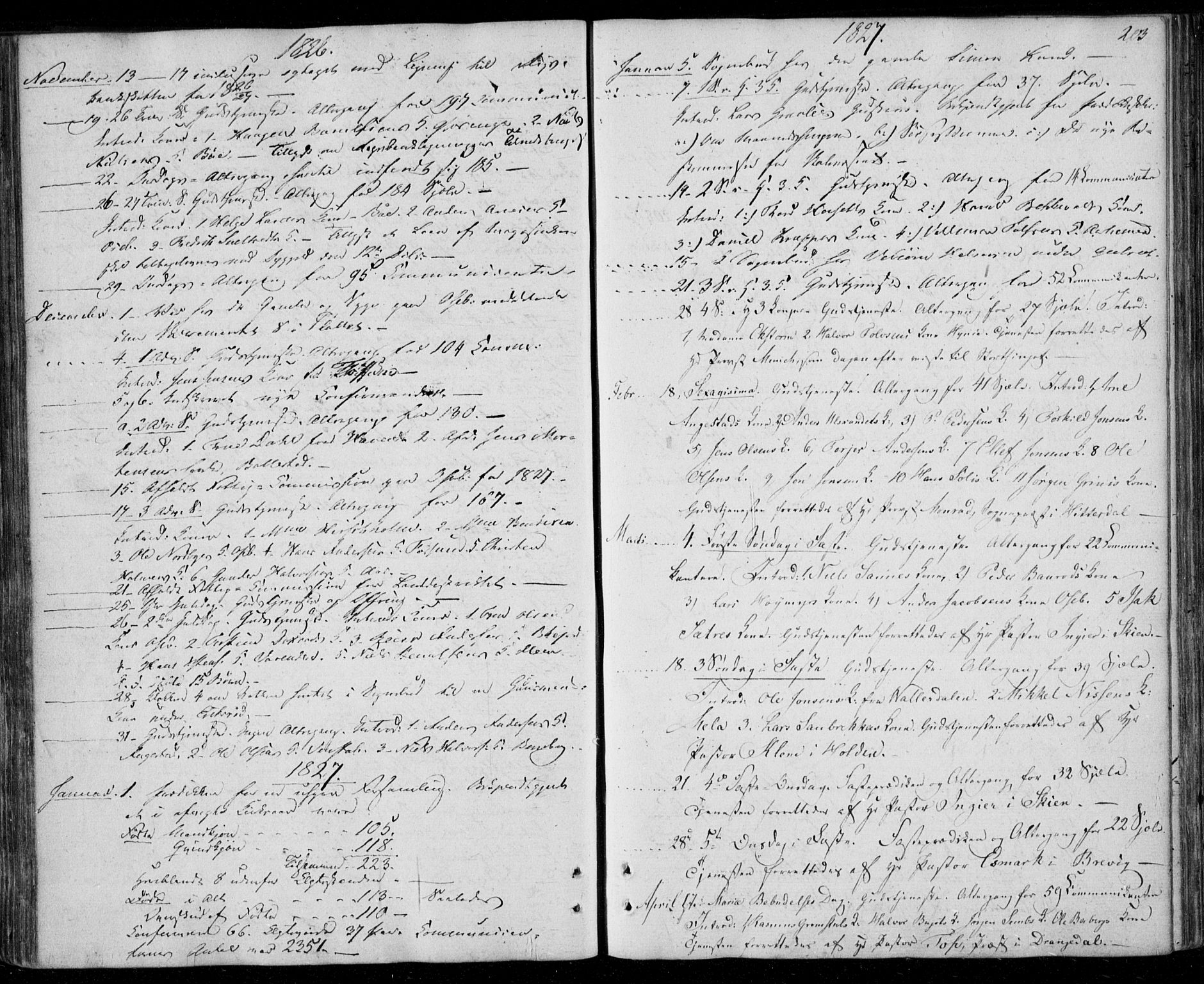 Gjerpen kirkebøker, AV/SAKO-A-265/F/Fa/L0005: Parish register (official) no. I 5, 1823-1829, p. 203