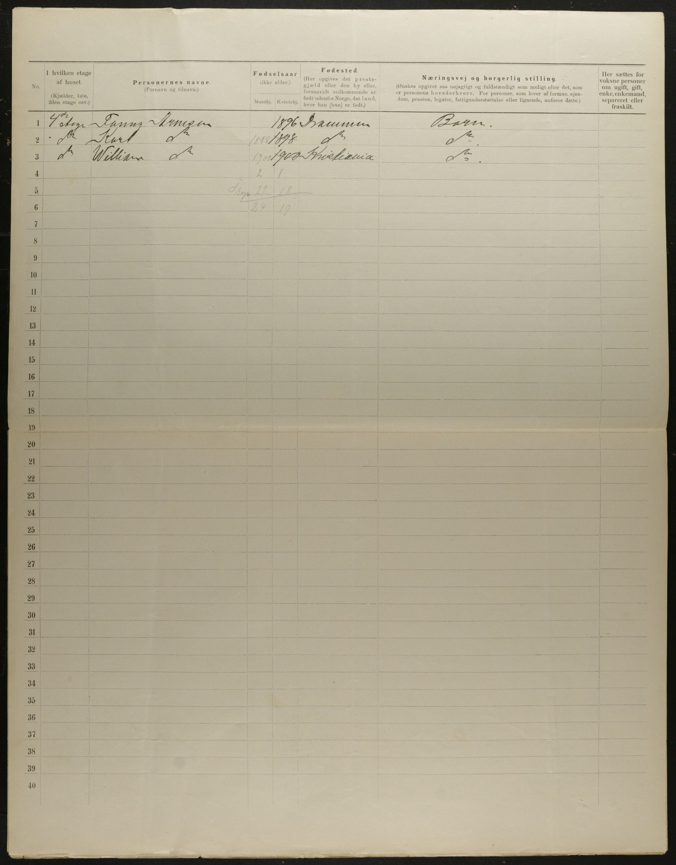 OBA, Municipal Census 1901 for Kristiania, 1901, p. 7708