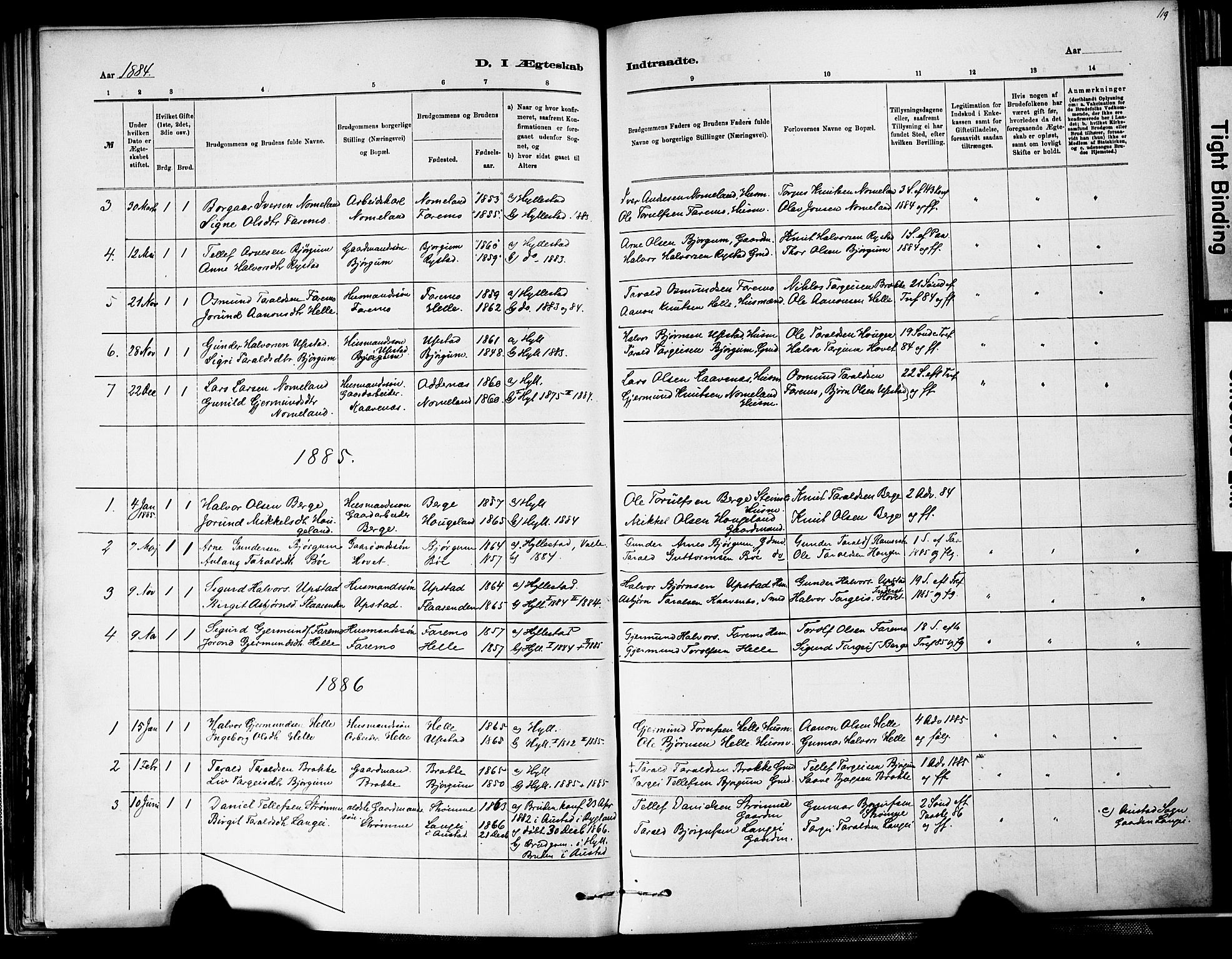 Valle sokneprestkontor, SAK/1111-0044/F/Fa/Fab/L0001: Parish register (official) no. A 1, 1882-1910, p. 119