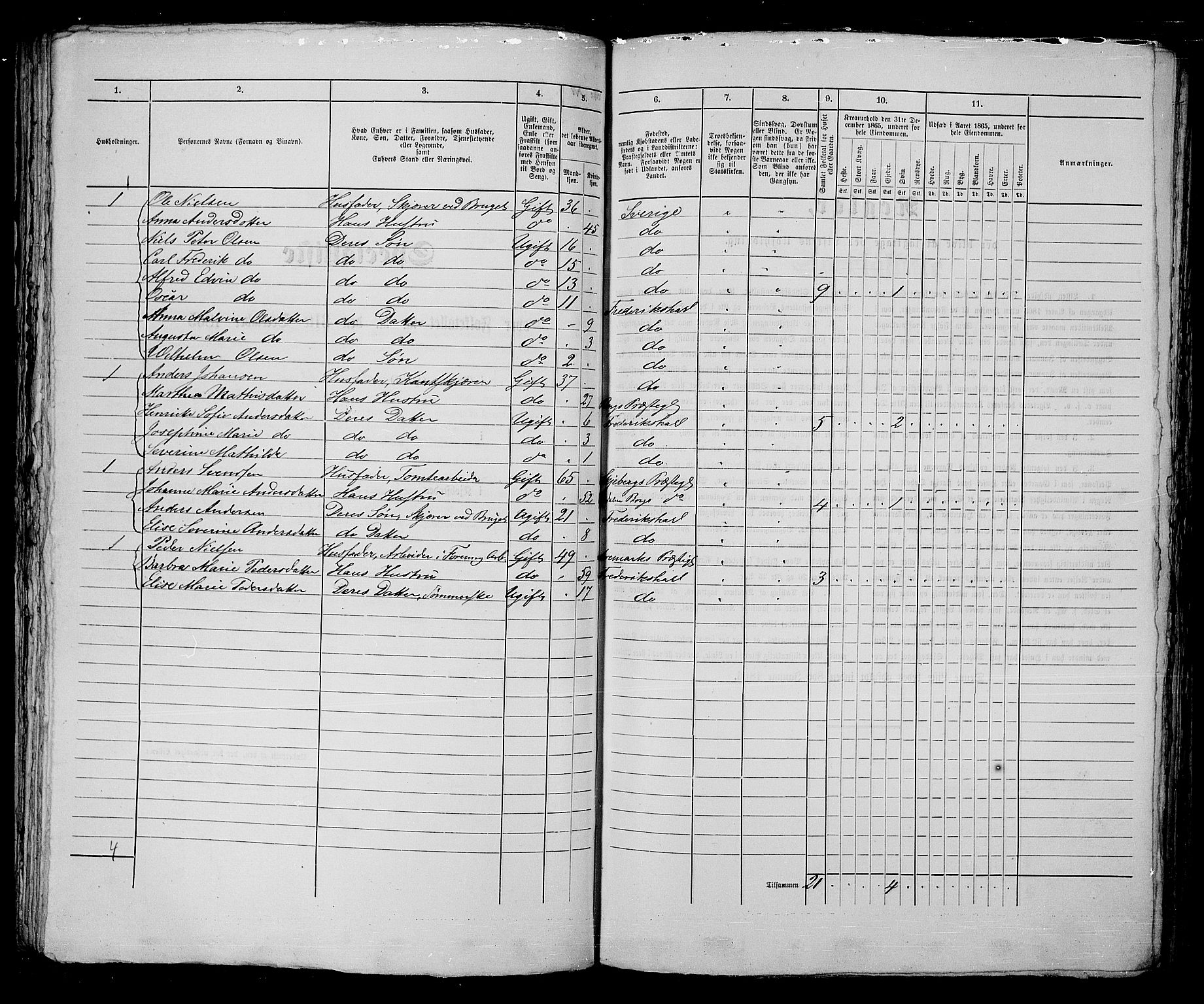 RA, 1865 census for Fredrikshald, 1865, p. 1046