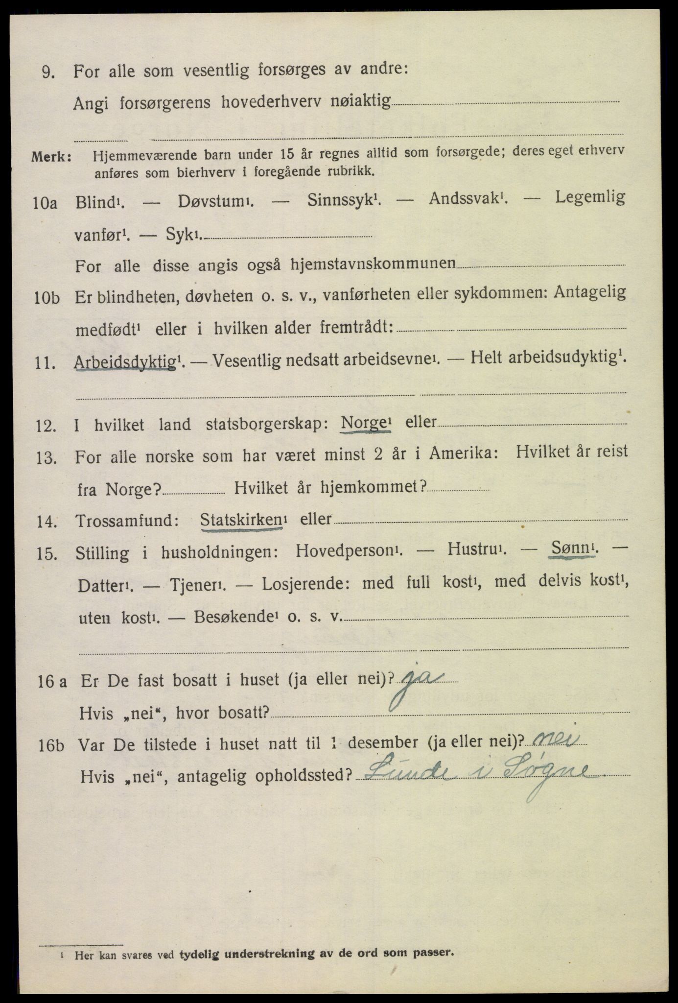 SAK, 1920 census for Søgne, 1920, p. 5296